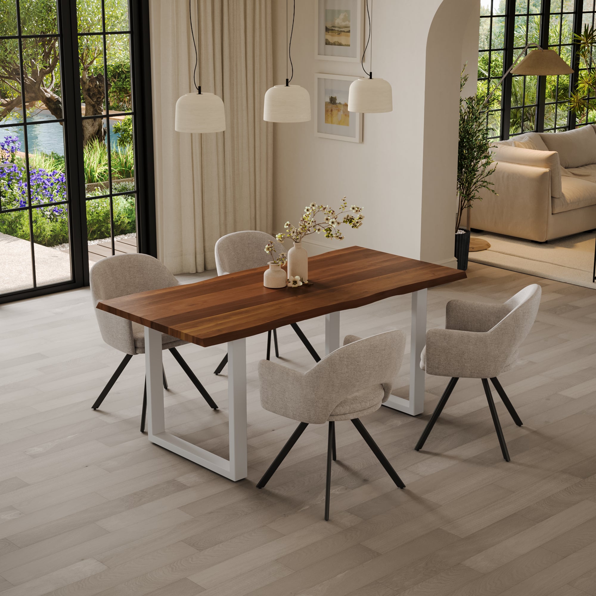 | #Farbe_nussbaumfarben | #Größe_200(300)x100 | #Gestell_U-Gestell Weiß