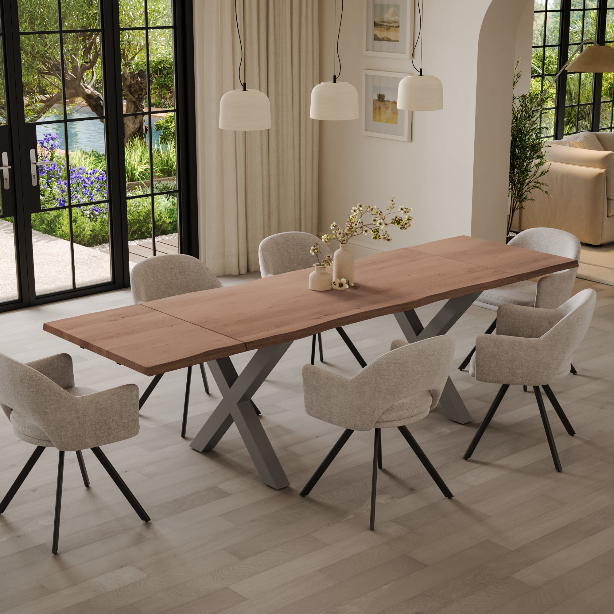 | #Farbe_stonefarben | #Größe_160(260)x90 | #Gestell_X-Gestell Silber