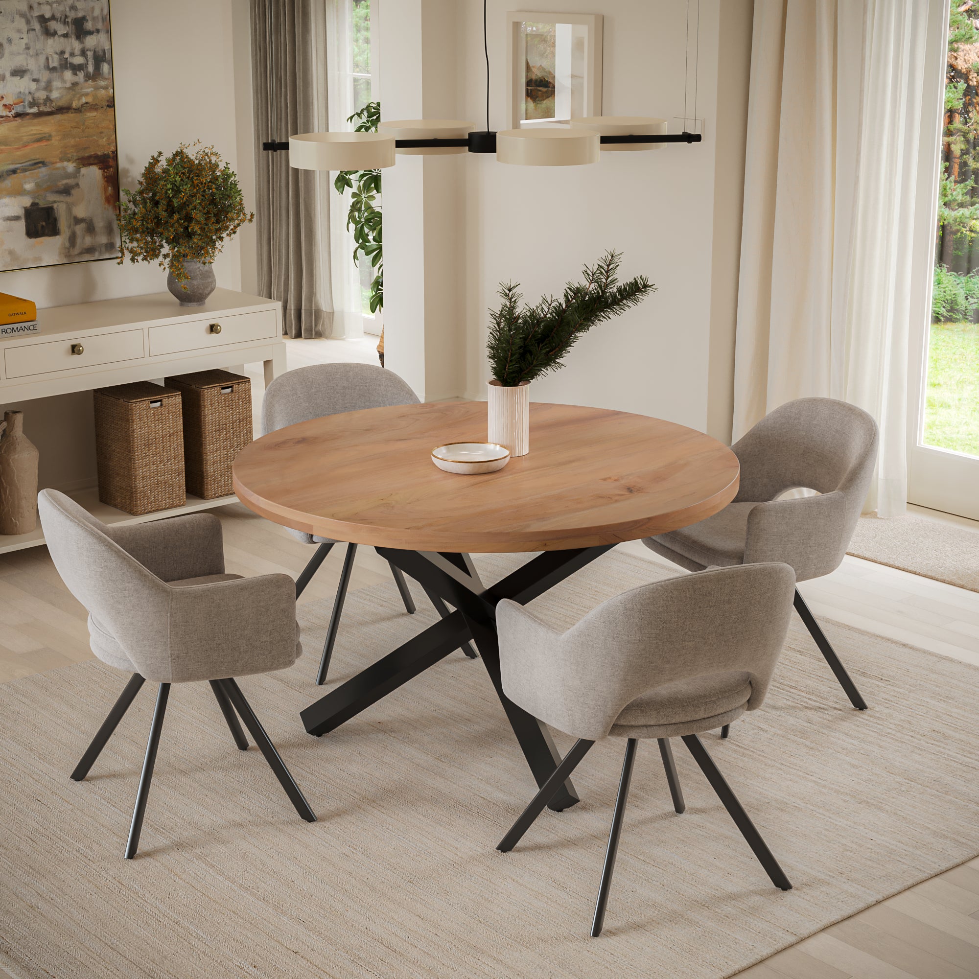 | #Farbe_naturfarben | #Größe_120x120 | #Gestell_Stern-Gestell Schwarz