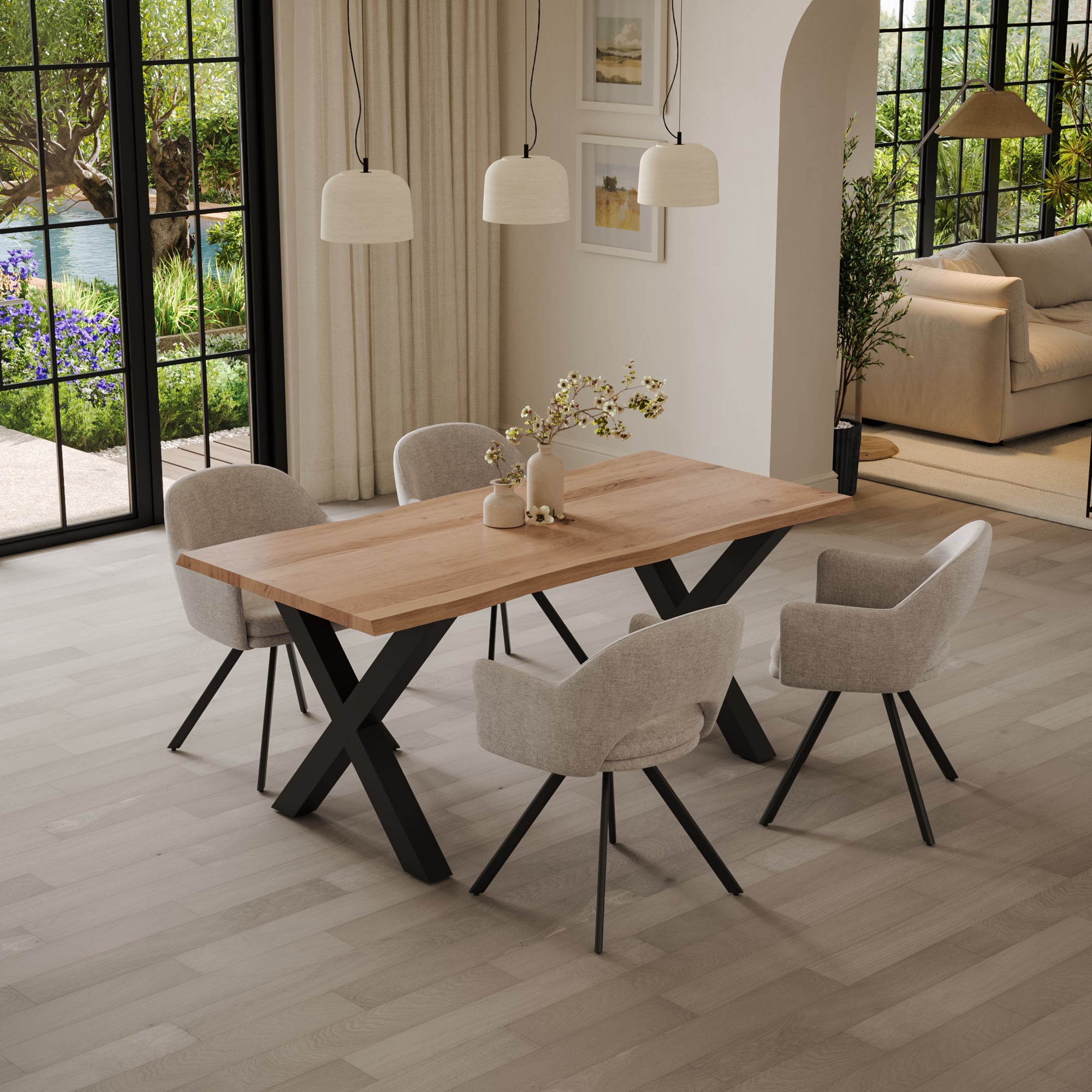 | #Farbe_naturfarben | #Größe_120(200)x90 | #Gestell_X-Gestell Schwarz