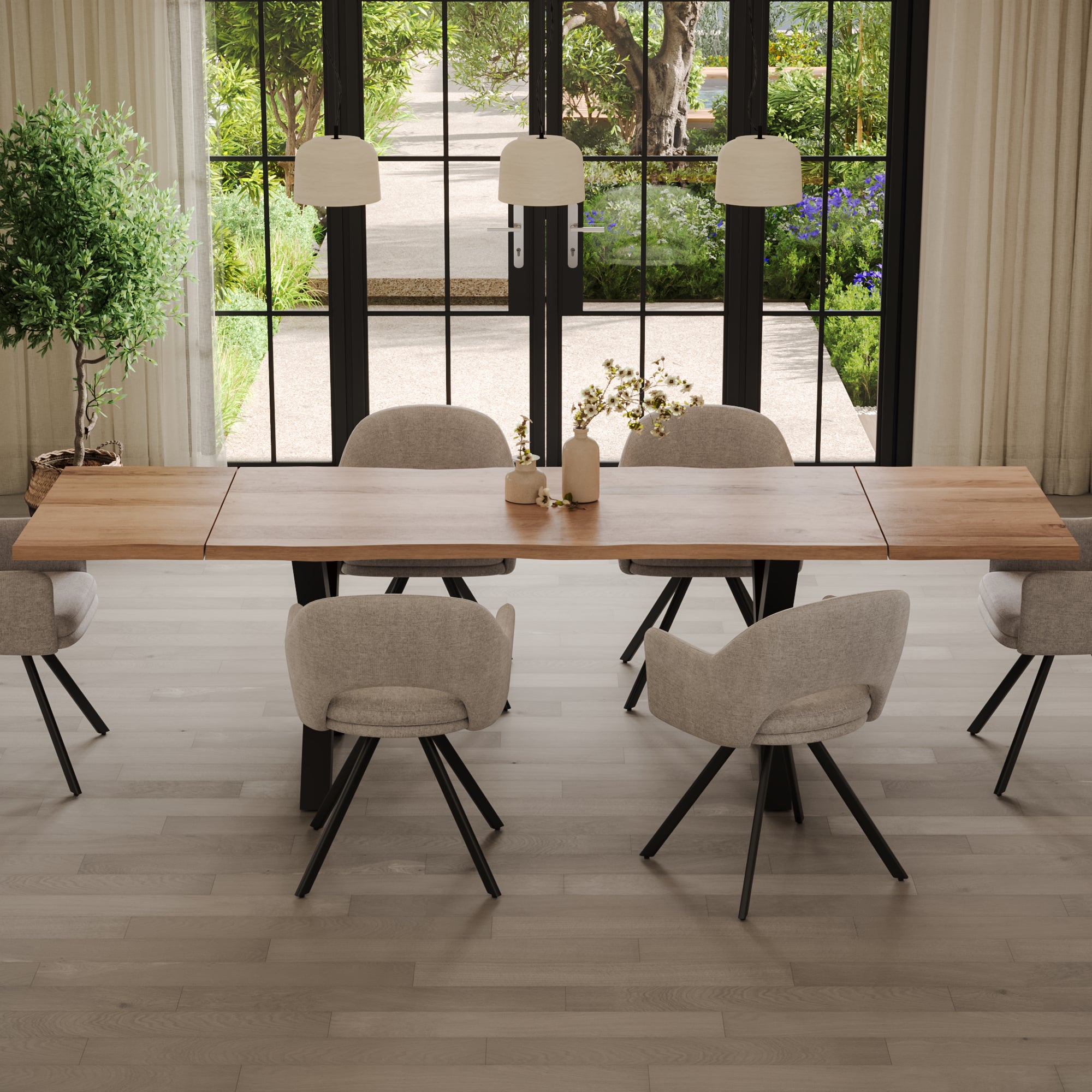 | #Farbe_naturfarben | #Größe_200(300)x100 | #Gestell_X-Gestell Schwarz