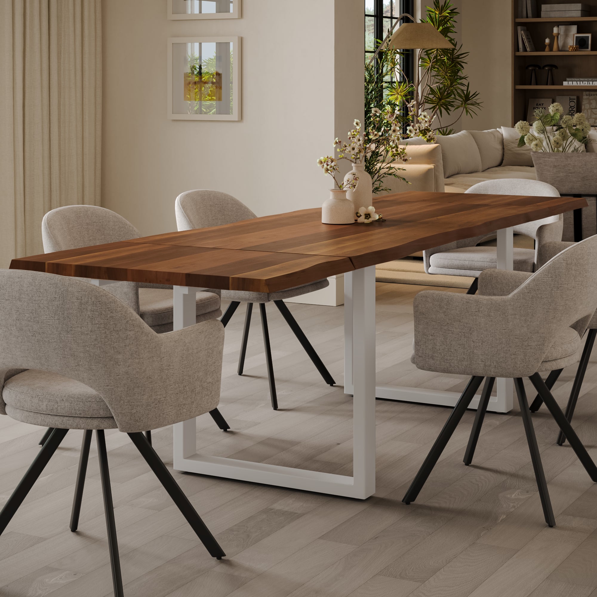 | #Farbe_nussbaumfarben | #Größe_160(260)x90 | #Gestell_U-Gestell Weiß