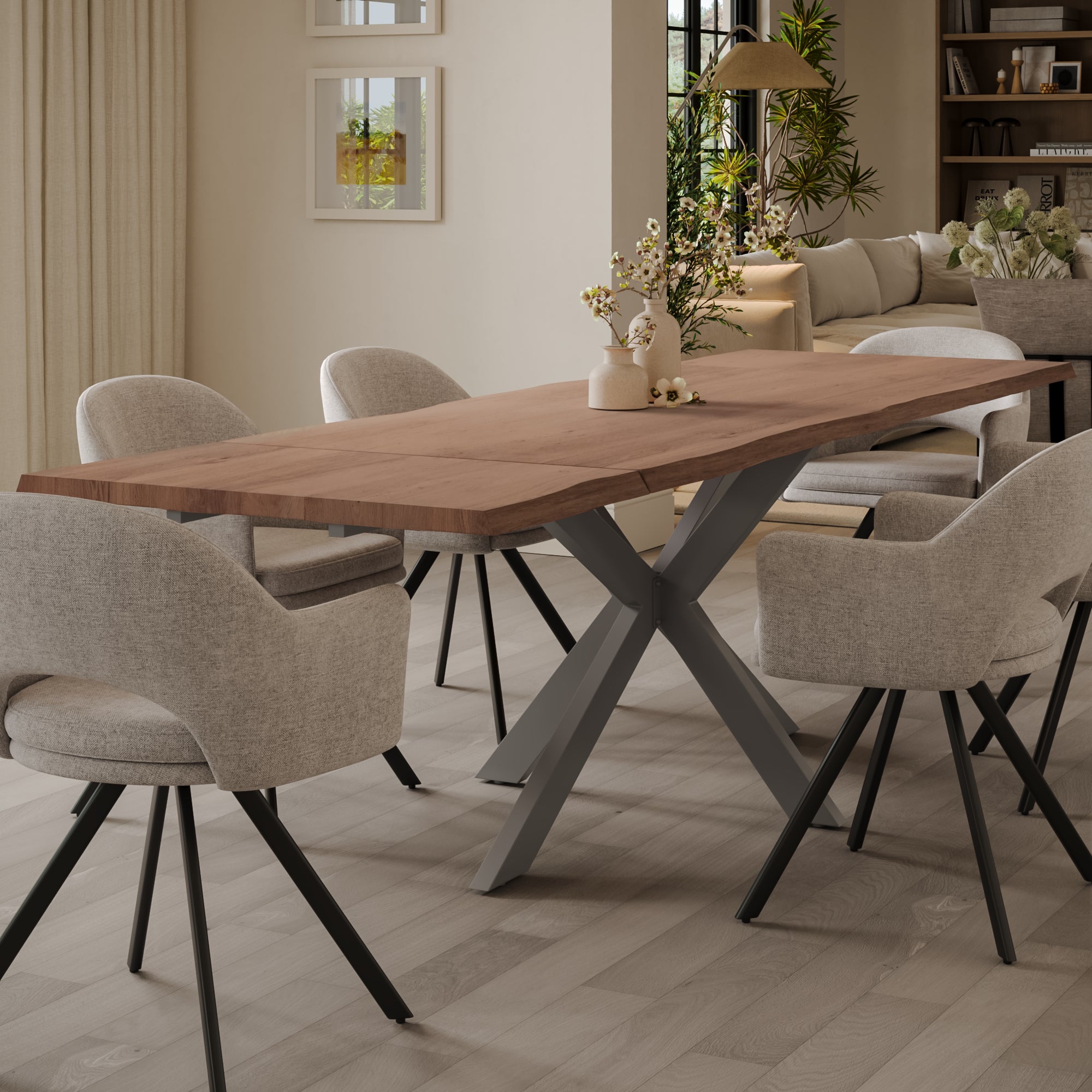 | #Farbe_stonefarben | #Größe_160(260)x90 | #Gestell_Spider-Gestell Silber