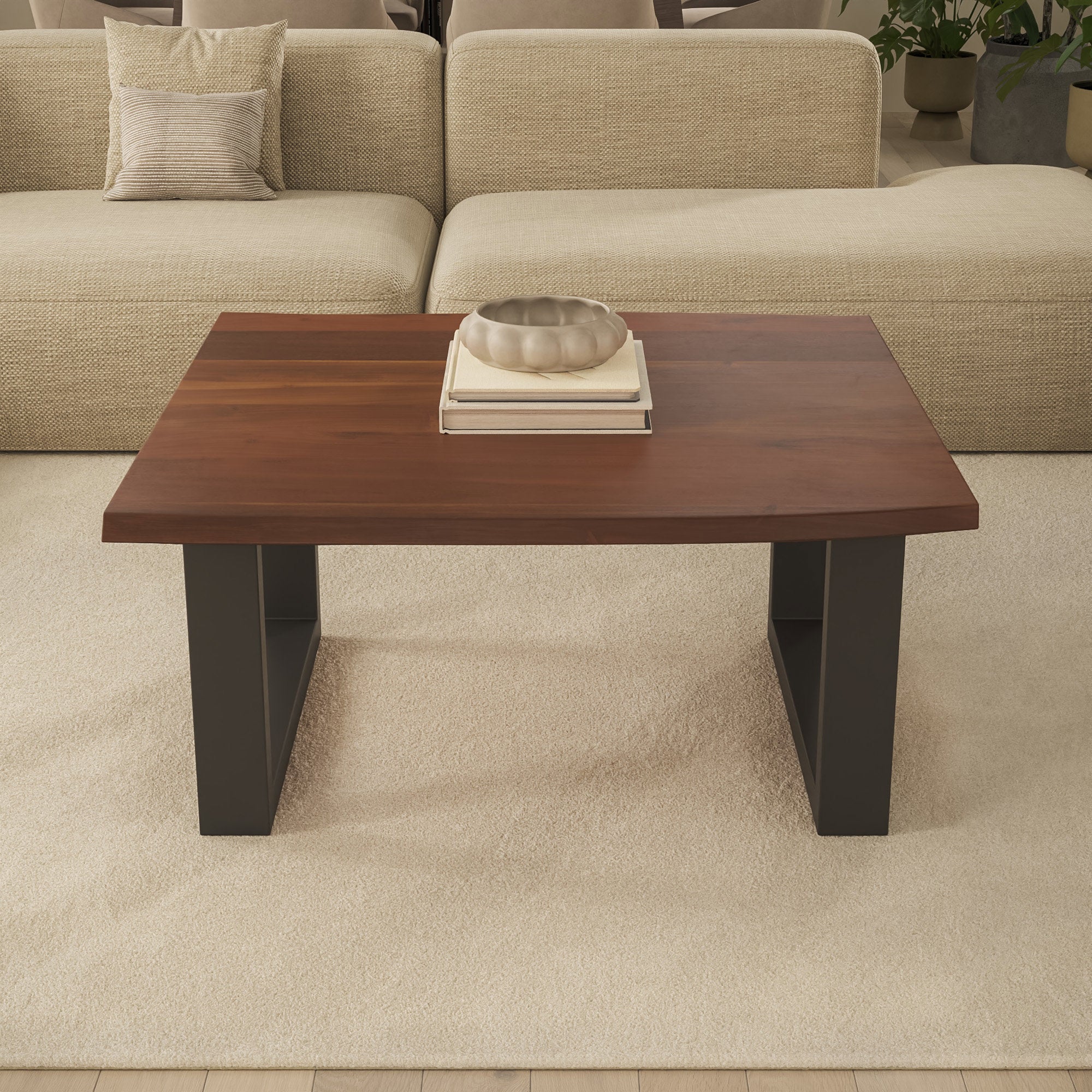#Farbe_nussbaumfarben #Größe_80x80 #Gestell_U-Gestell Schwarz
