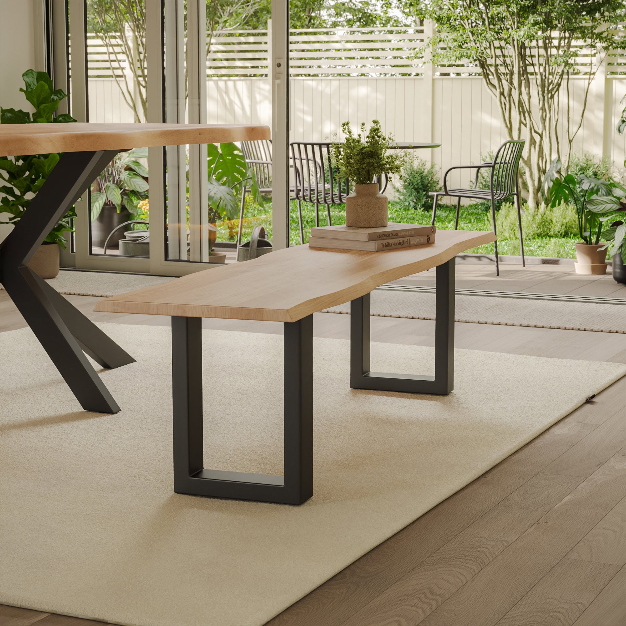 | #Farbe_Eiche naturfarben | #Größe_180 cm | #Gestell_U-Gestell Schwarz