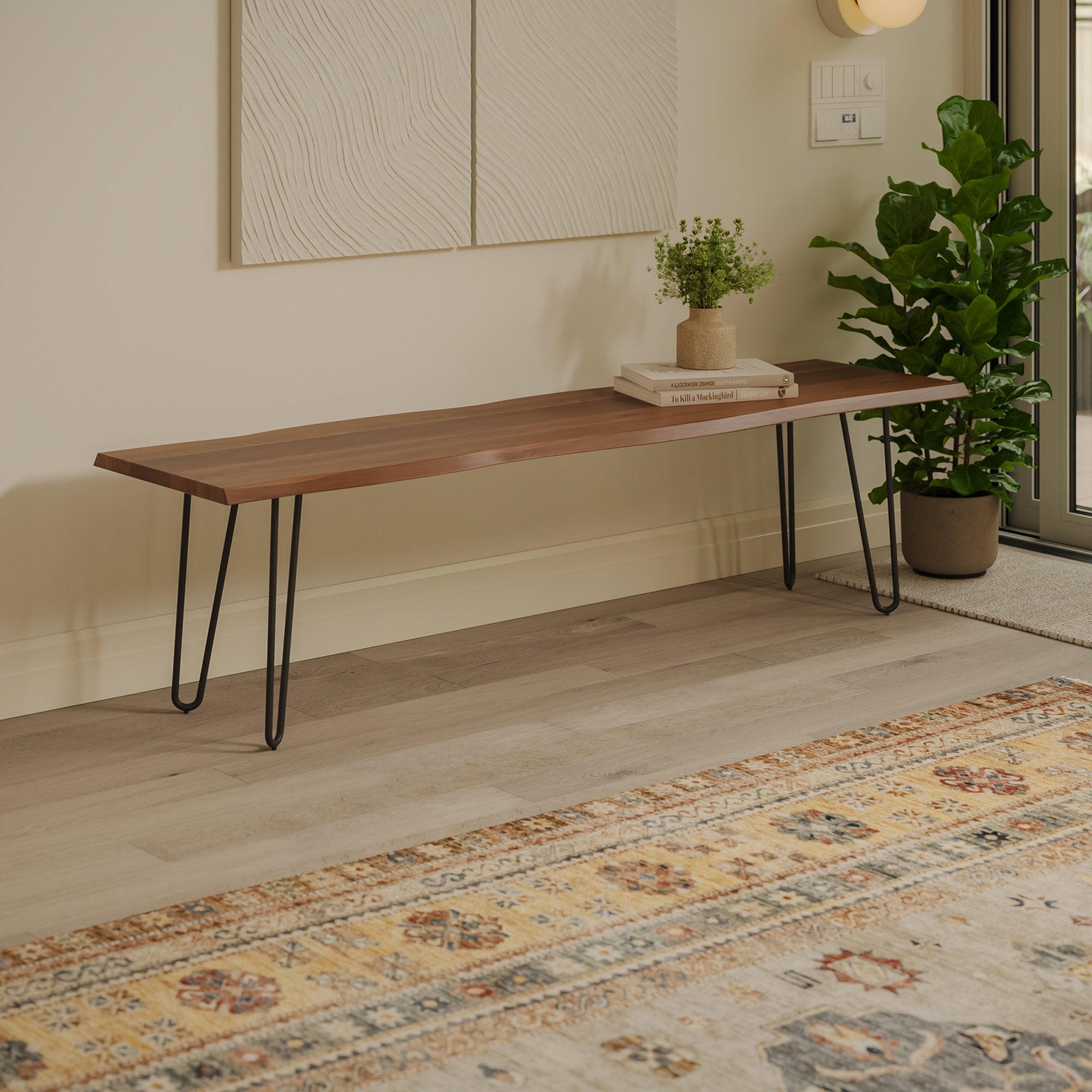 | #Farbe_Akazie nussbaumfarben | #Größe_200 cm | #Gestell_Hairpin-Gestell Schwarz