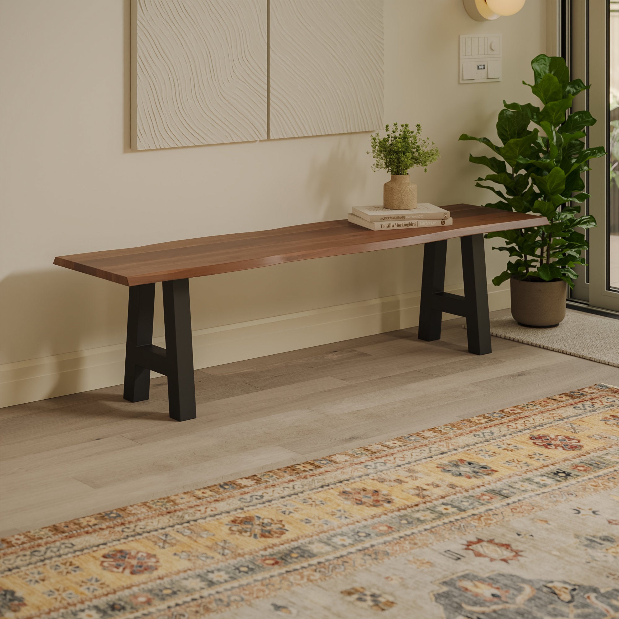 #akazienussbaumfarben #120cm #a-gestellschwarz