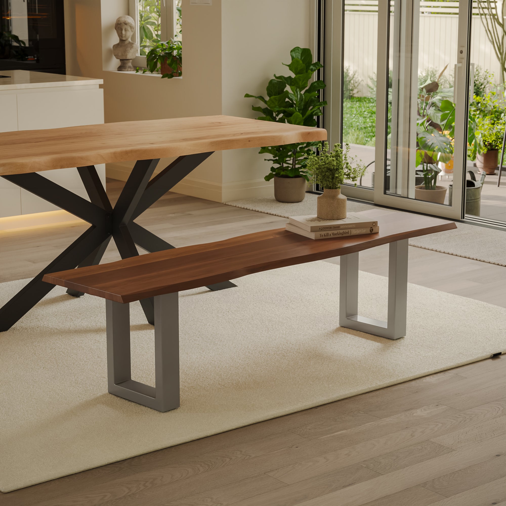 #akazienussbaumfarben #160cm #u-gestellsilber