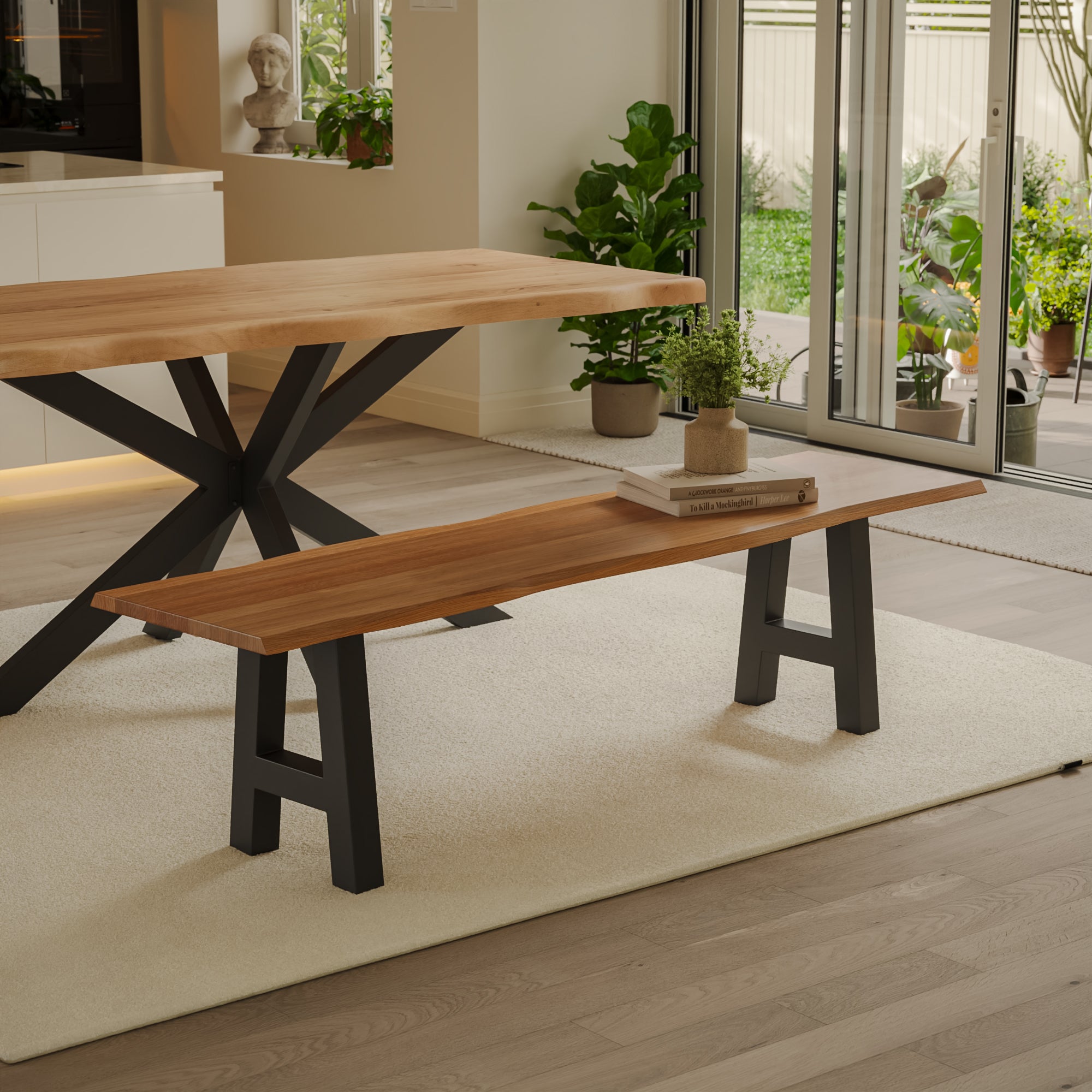 | #Farbe_Akazie cognacfarben | #Größe_120 cm | #Gestell_A-Gestell Schwarz