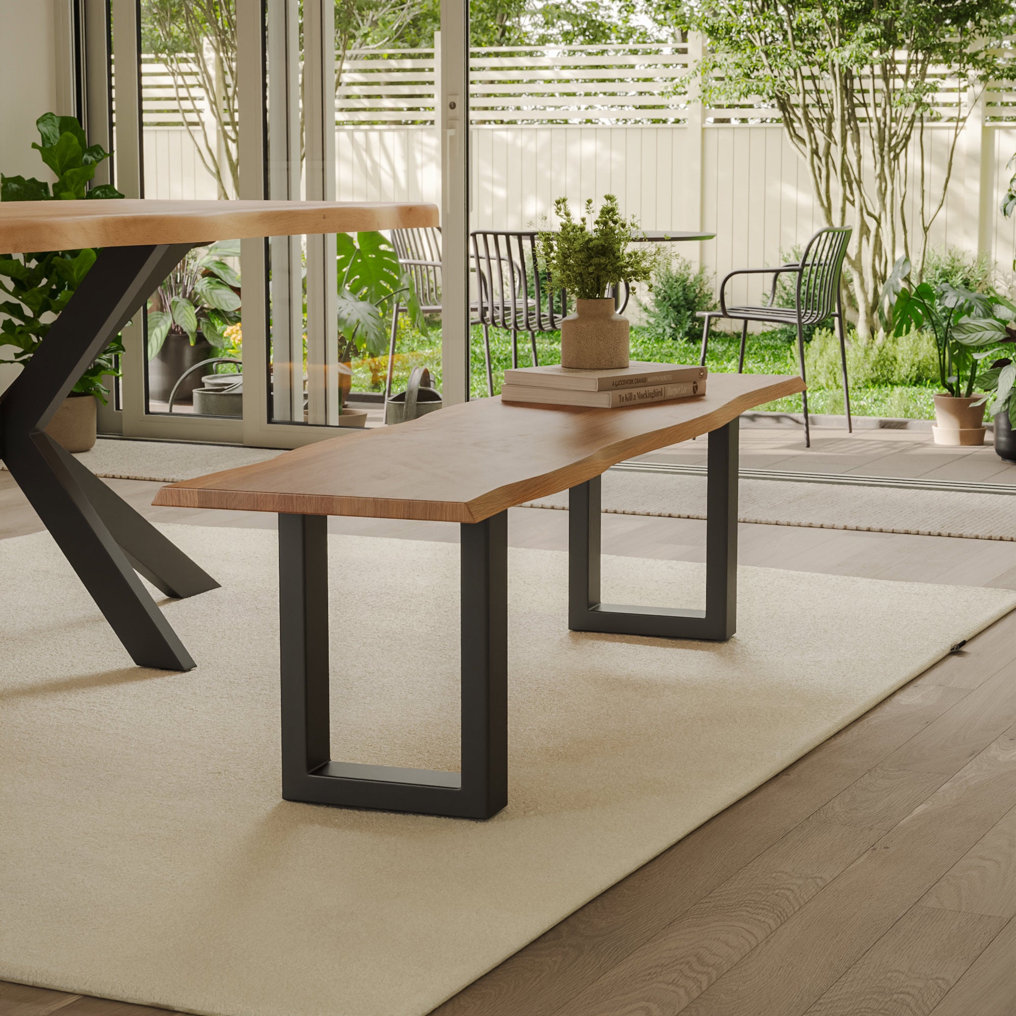 | #Farbe_Akazie cognacfarben | #Größe_160 cm | #Gestell_U-Gestell Schwarz