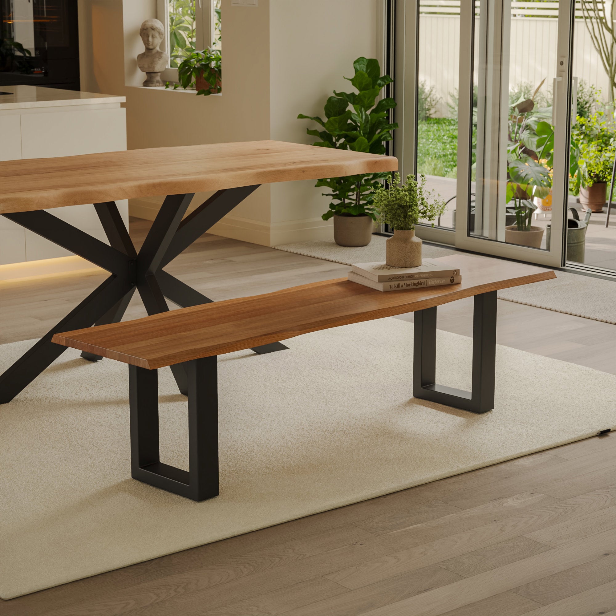 | #Farbe_Akazie cognacfarben | #Größe_160 cm | #Gestell_U-Gestell Schwarz