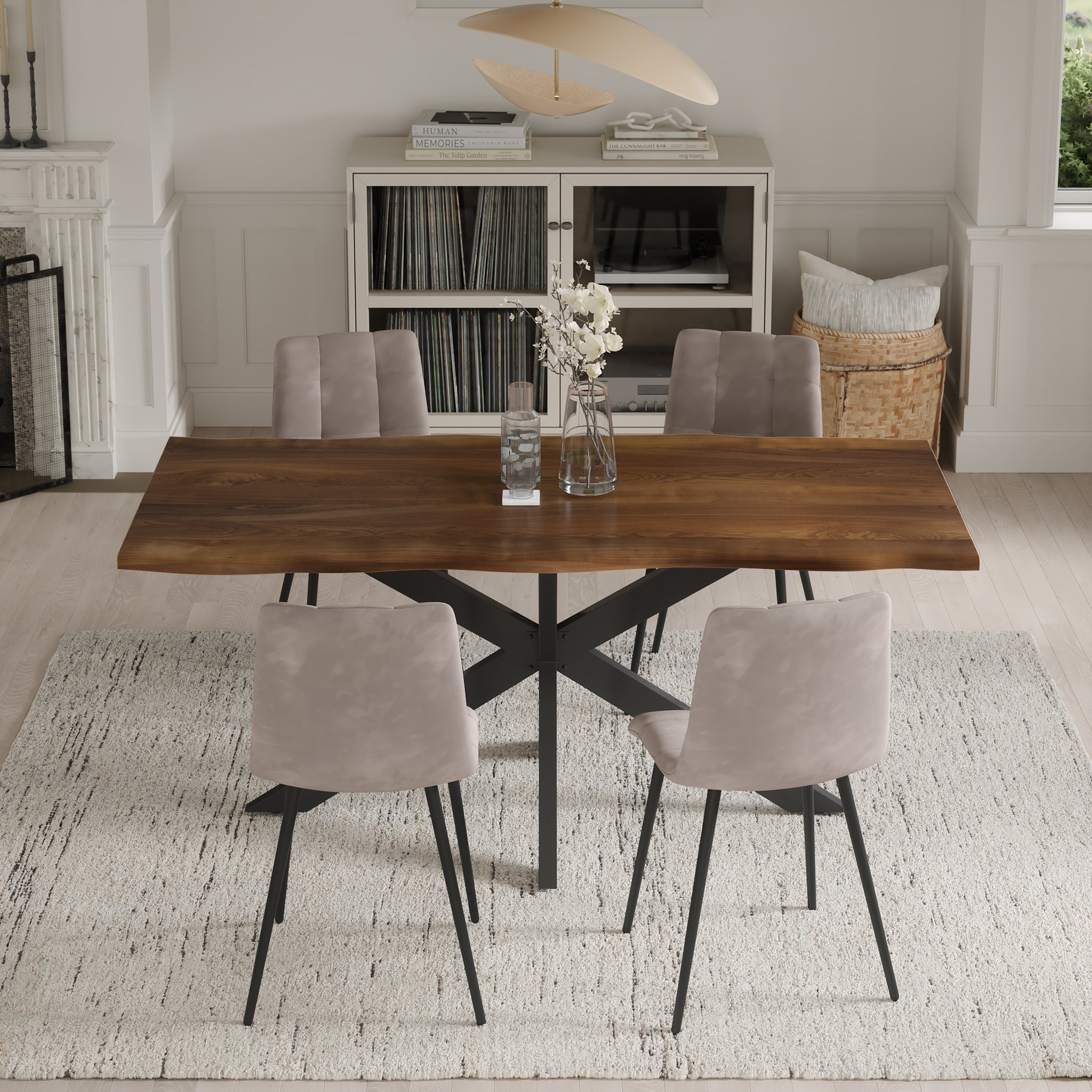 | #Farbe_nussbaumfarben | #Größe_220 cm | #Gestell_Spider-Gestell Schwarz