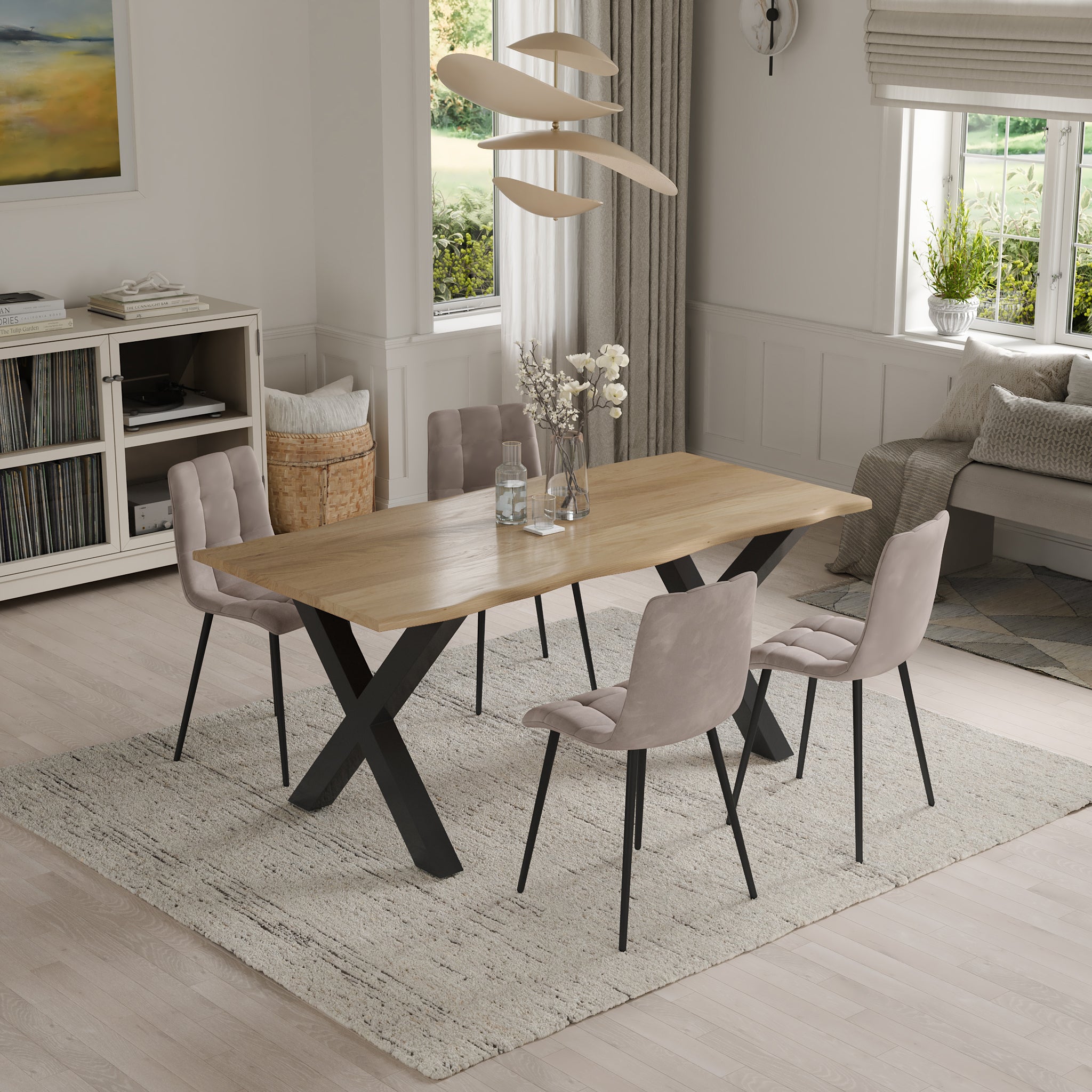 | #Farbe_eichenfarben | #Größe_180x90 | #Gestell_X-Gestell Schwarz