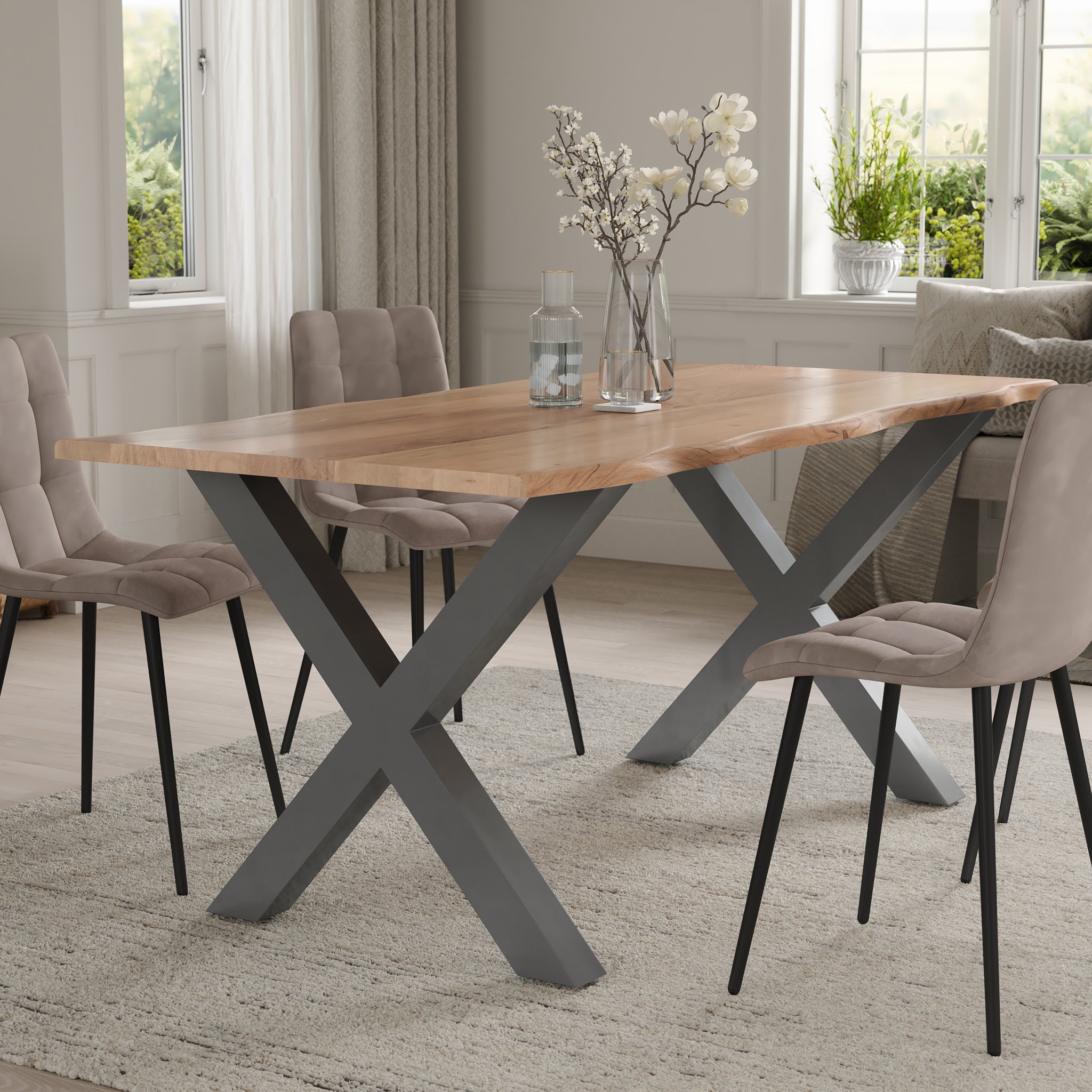 | #Farbe_naturfarben | #Größe_220 cm | #Gestell_X-Gestell Silber