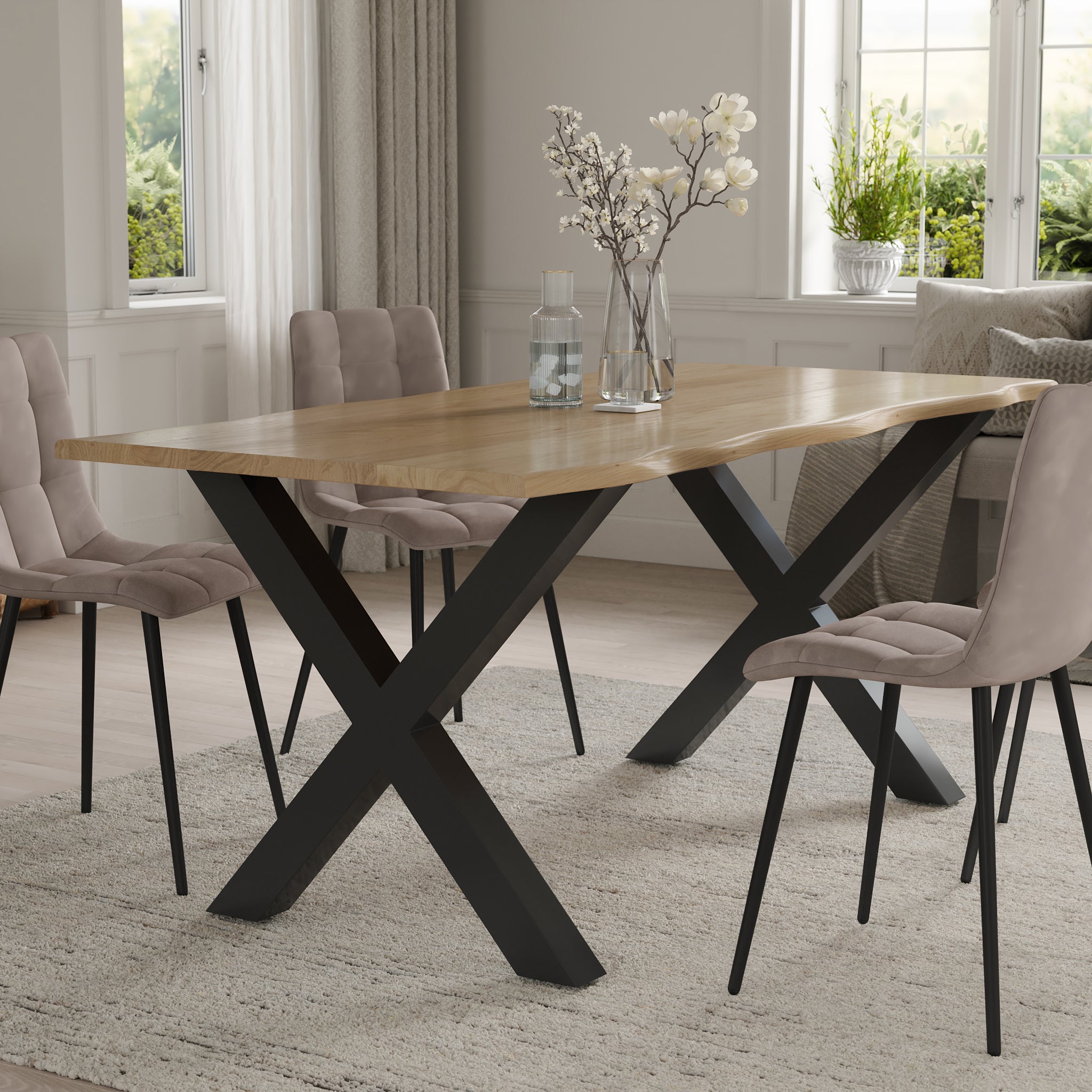 | #Farbe_eichefarben | #Größe_220 cm | #Gestell_X-Gestell Schwarz