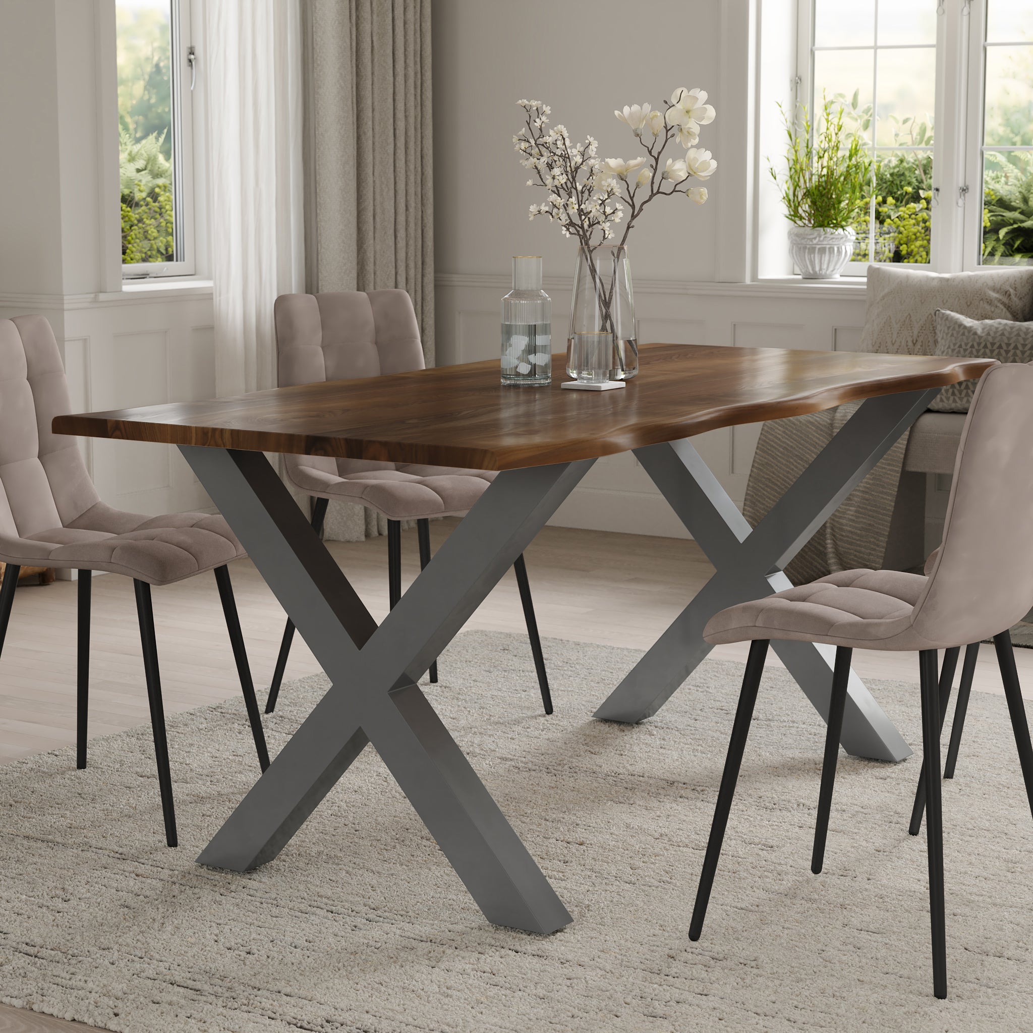 #nussbaumfarben #240x100 #x-gestellsilber