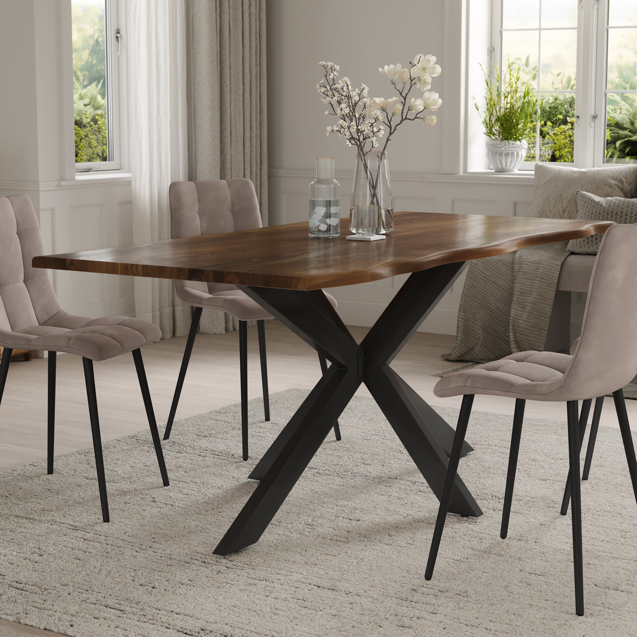 | #Farbe_nussbaumfarben | #Größe_220 cm | #Gestell_Spider-Gestell Schwarz