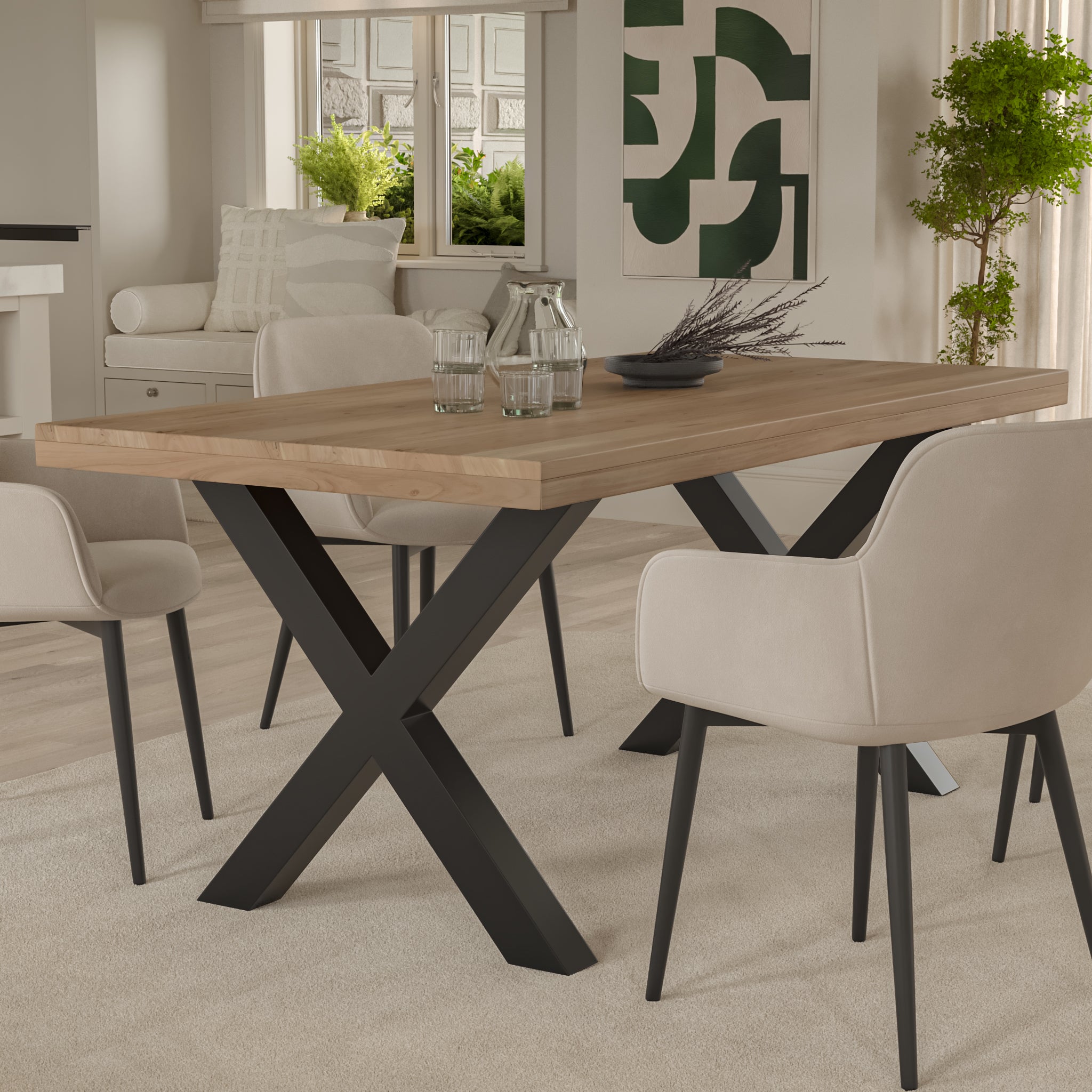 #akazienaturfarben #180x90 #x-gestellschwarz