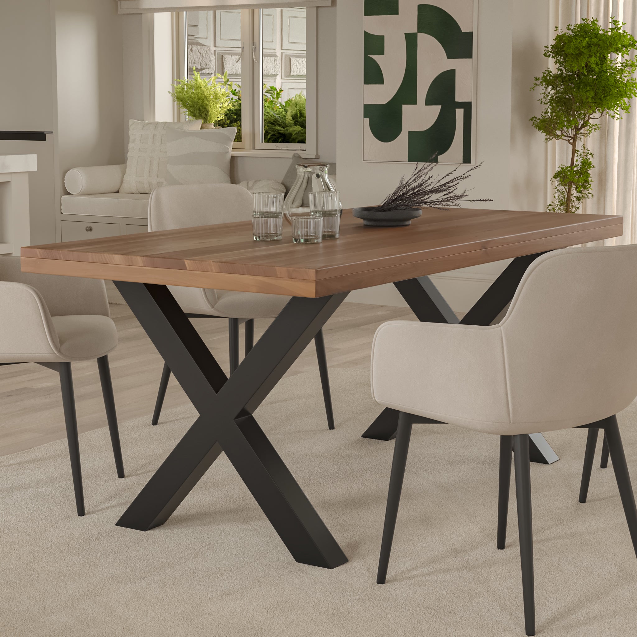 #akazienussbaumfarben #260x100 #x-gestellschwarz