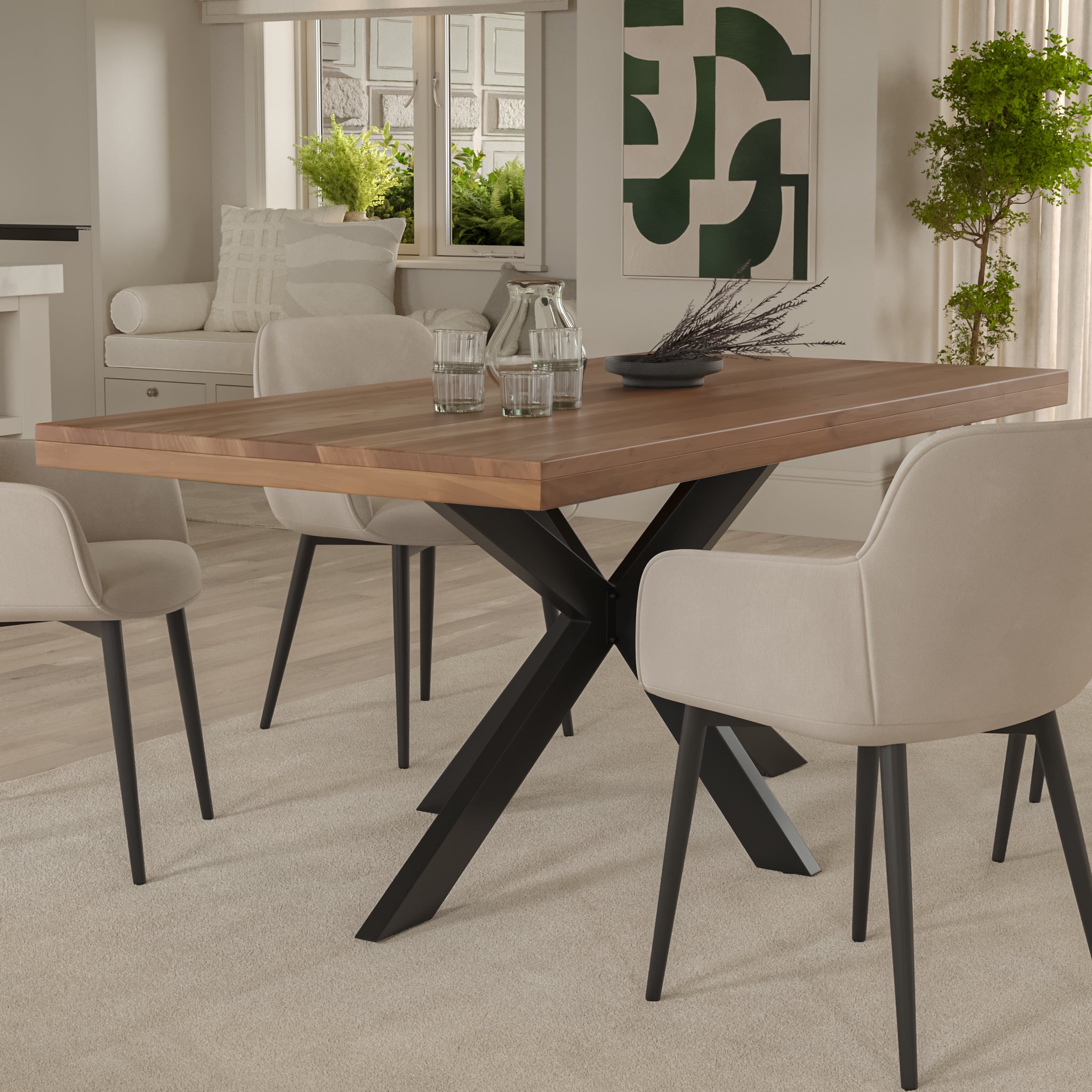 #akazienussbaumfarben #260x100 #spider-gestellschwarz