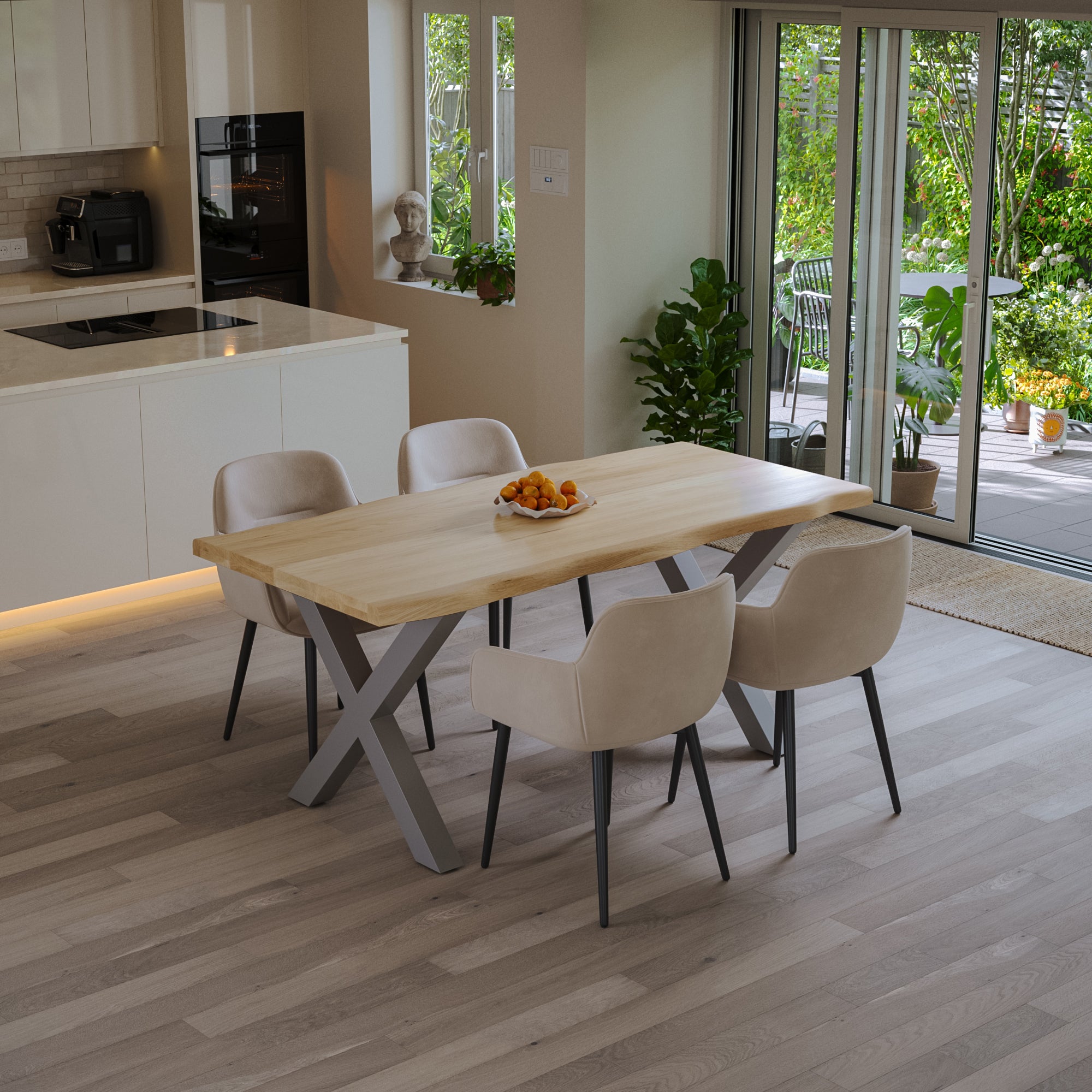 #eichenfarben #280x100 #x-gestellsilber