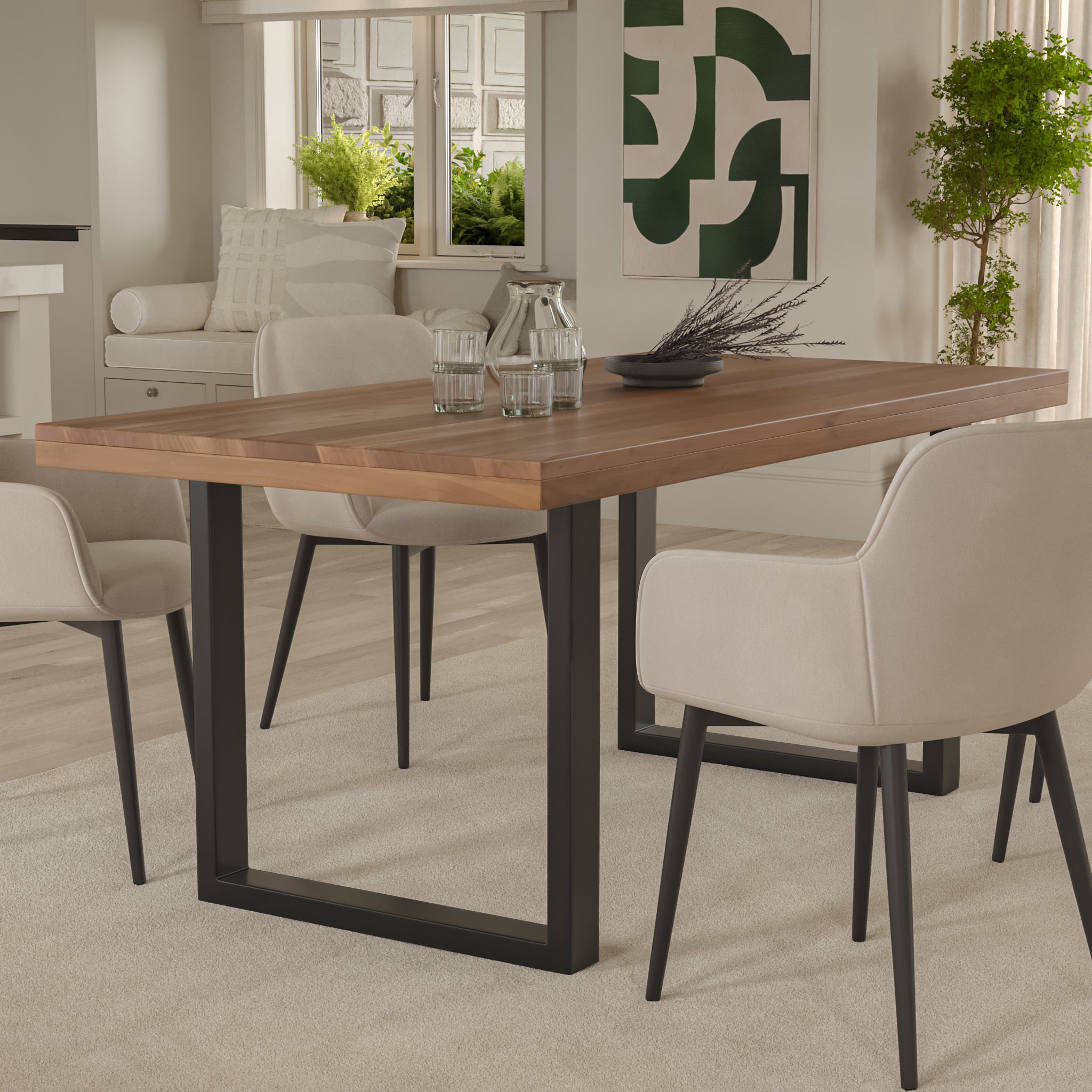 #akazienussbaumfarben #220x100 #u-gestellschwarz