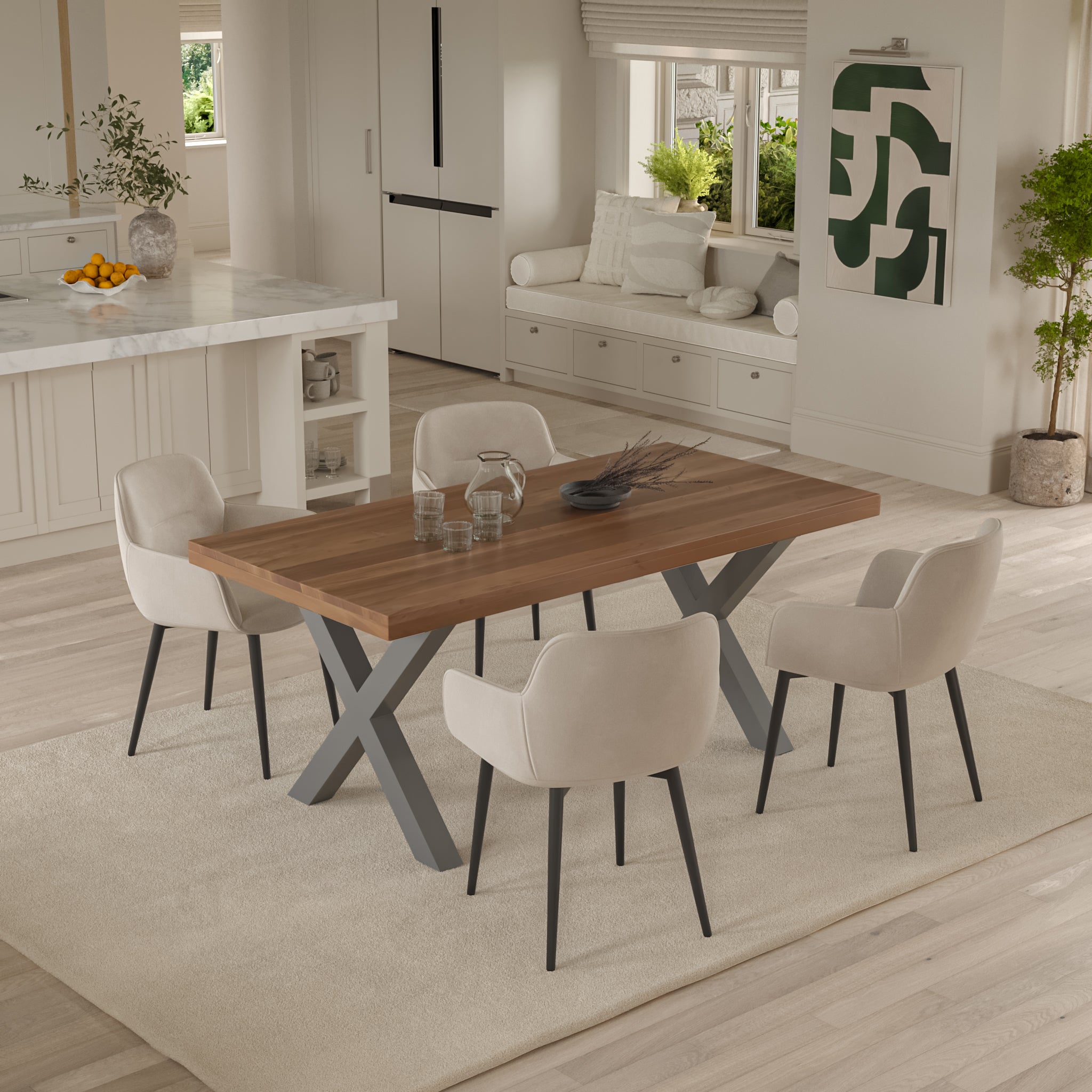#Farbe_nussbaumfarben #Größe_220x100 #Gestell_X-Gestell Silber