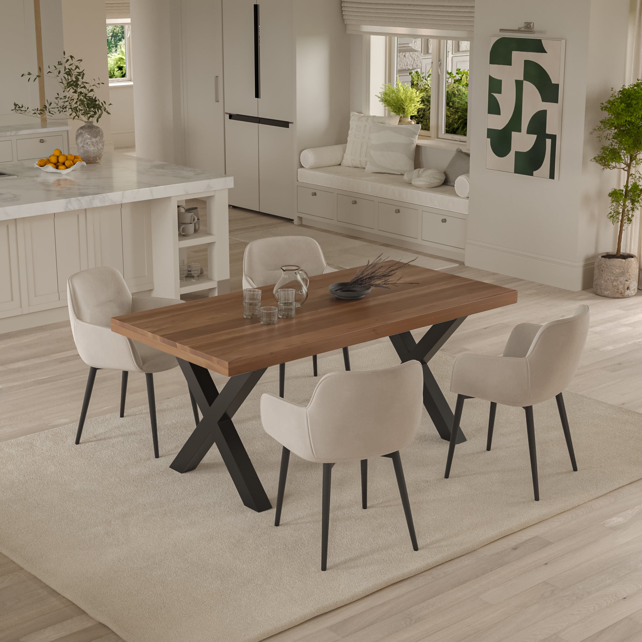 #akazienussbaumfarben #240x100 #x-gestellschwarz