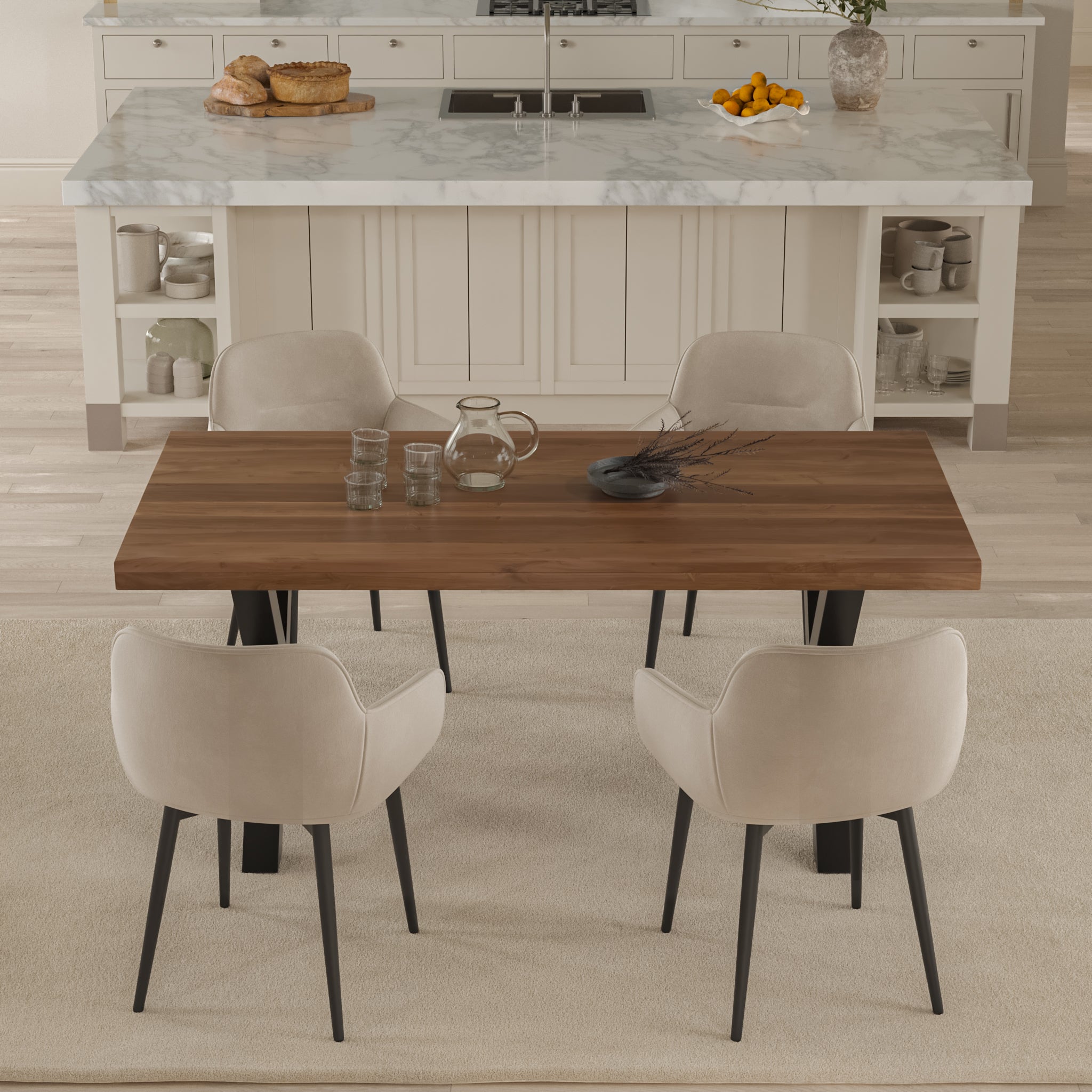#akazienussbaumfarben #220x100 #x-gestellschwarz