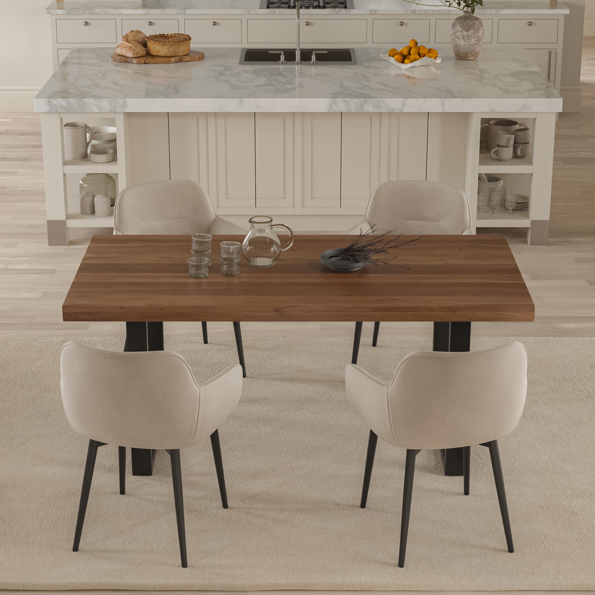 #akazienussbaumfarben #260x100 #u-gestellschwarz