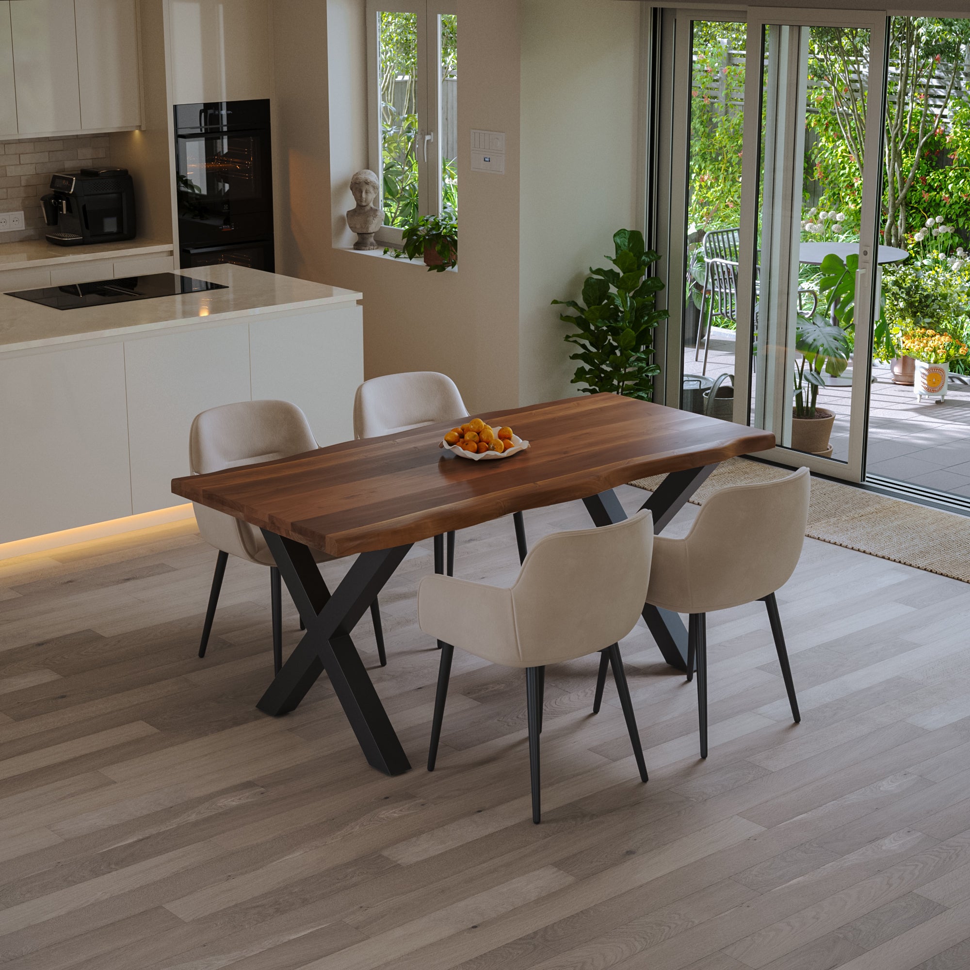 | #Farbe_nussbaumfarben | #Größe_120 cm | #Gestell_X-Gestell Schwarz