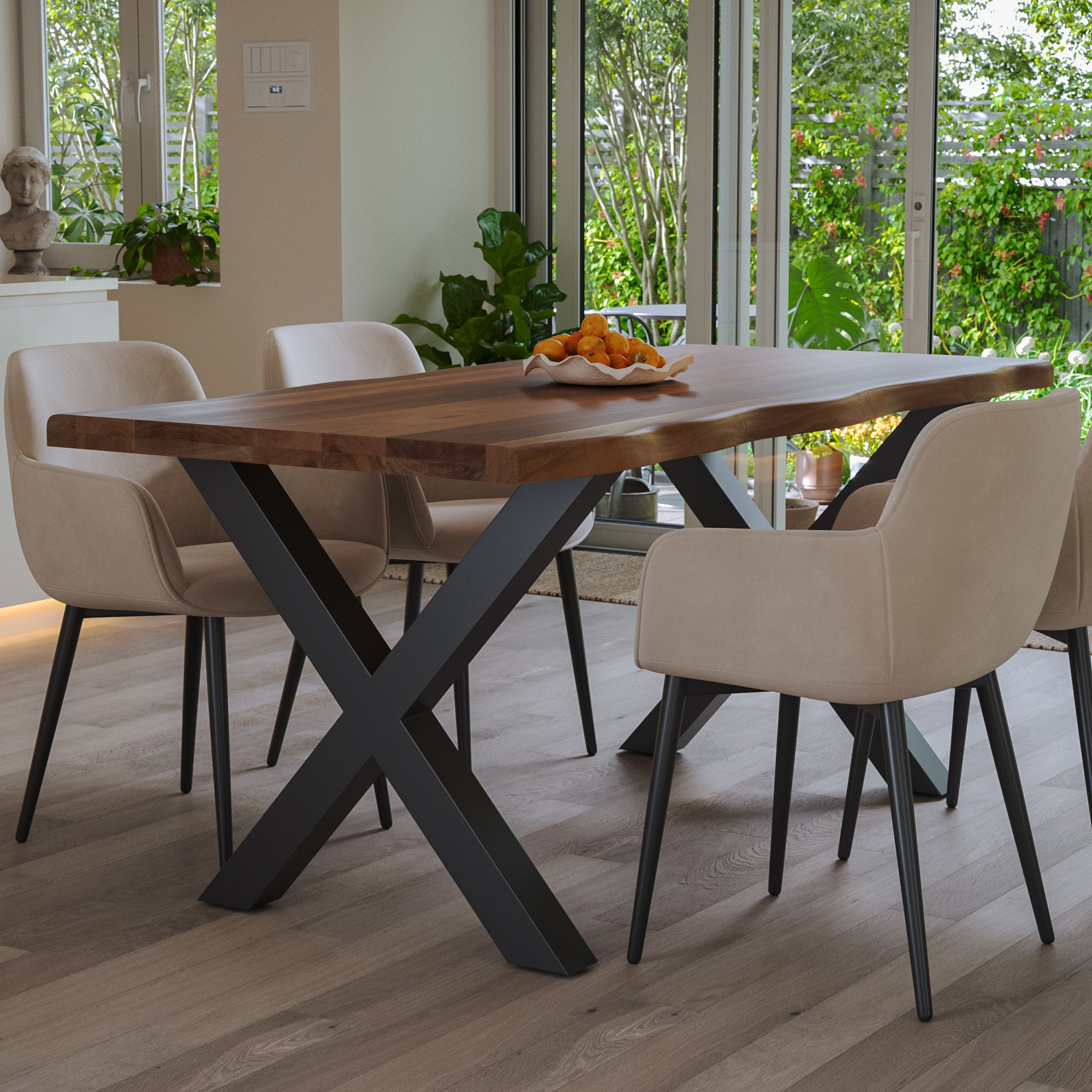 #nussbaumfarben #240x100 #x-gestellschwarz
