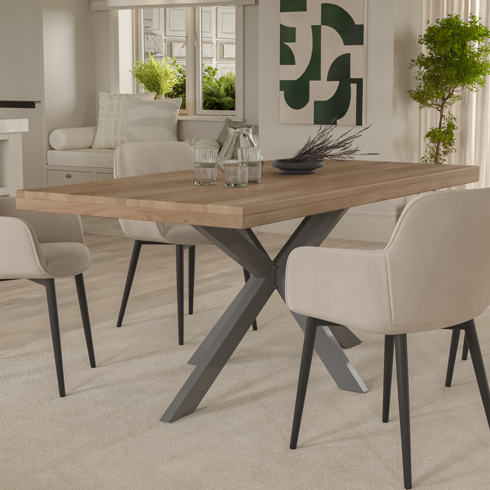 #akazienaturfarben #220x100 #spider-gestellsilber