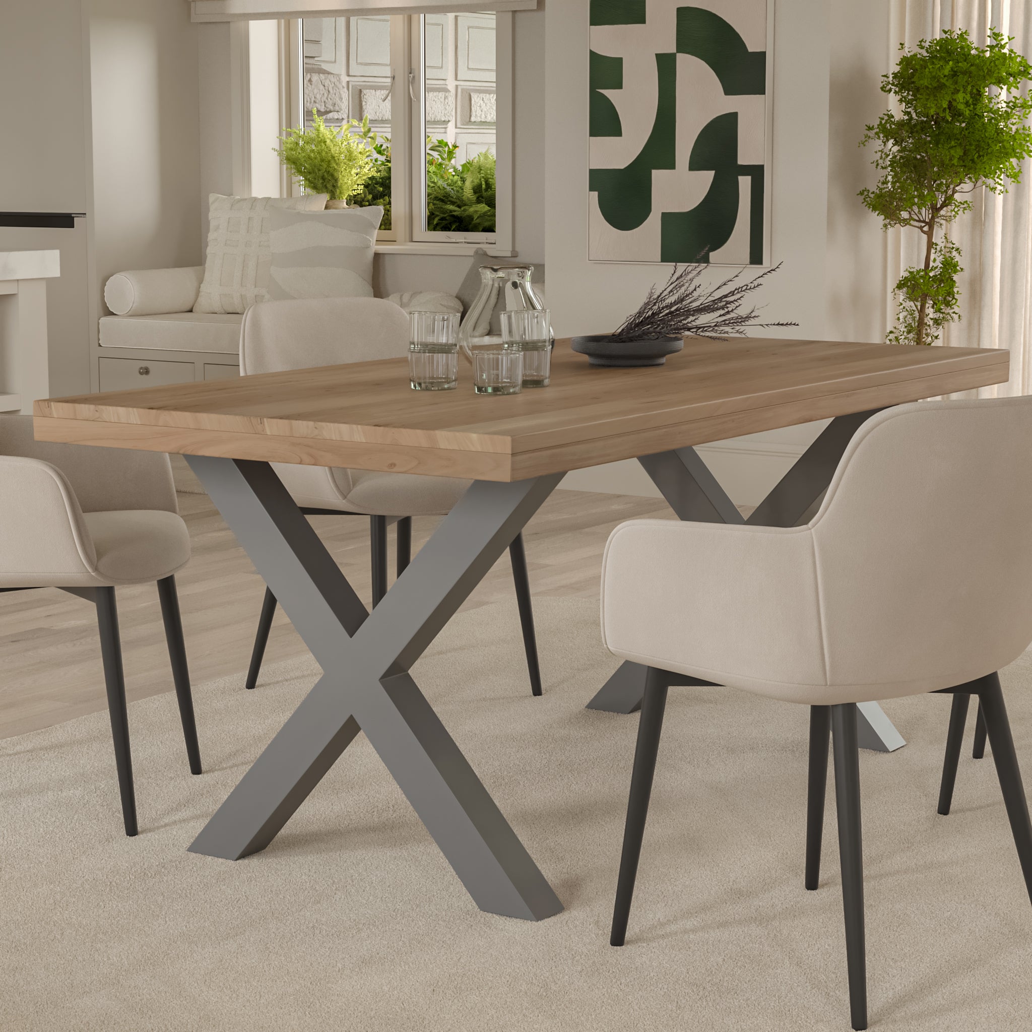 #akazienaturfarben #160x85 #x-gestellsilber