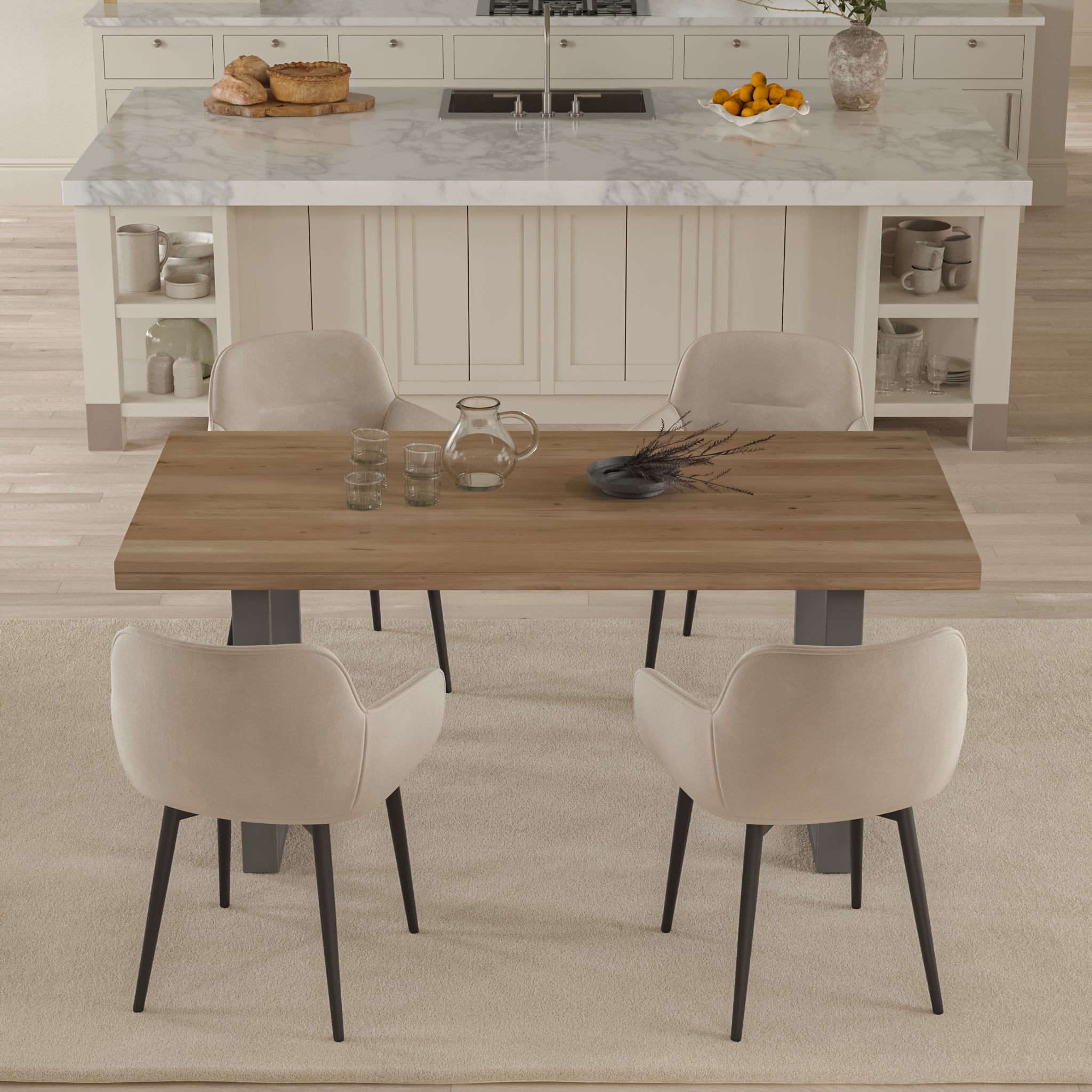 #akazienaturfarben #260x100 #u-gestellsilber
