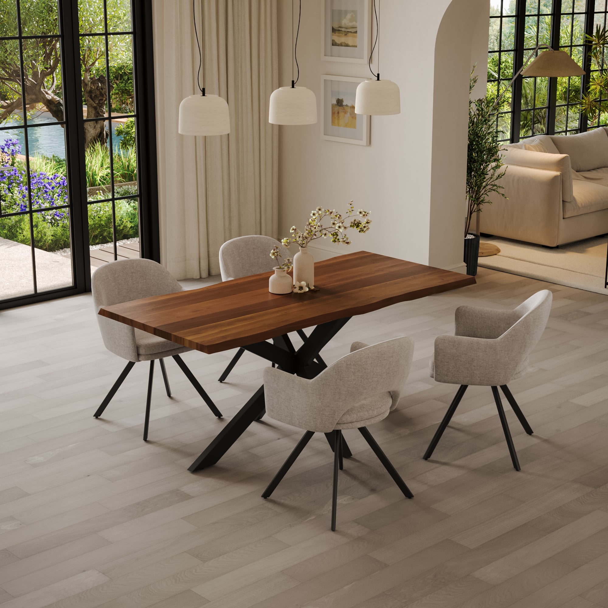 | #Farbe_nussbaumfarben | #Größe_220(320)x100 | #Gestell_Spider-Gestell Schwarz