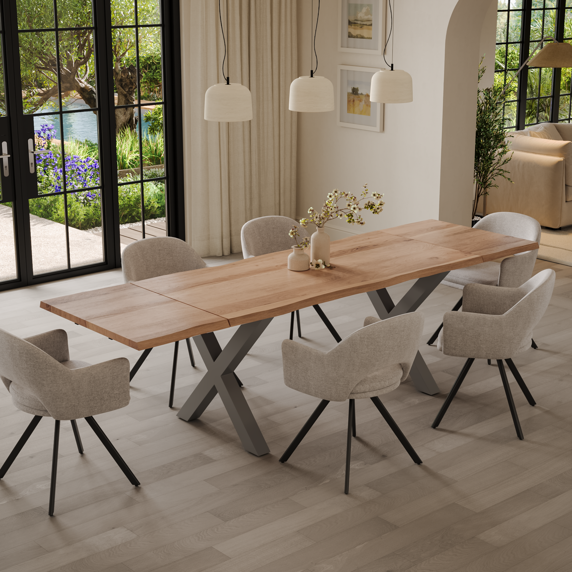 | #Farbe_naturfarben | #Größe_220(320)x100 | #Gestell_X-Gestell Silber