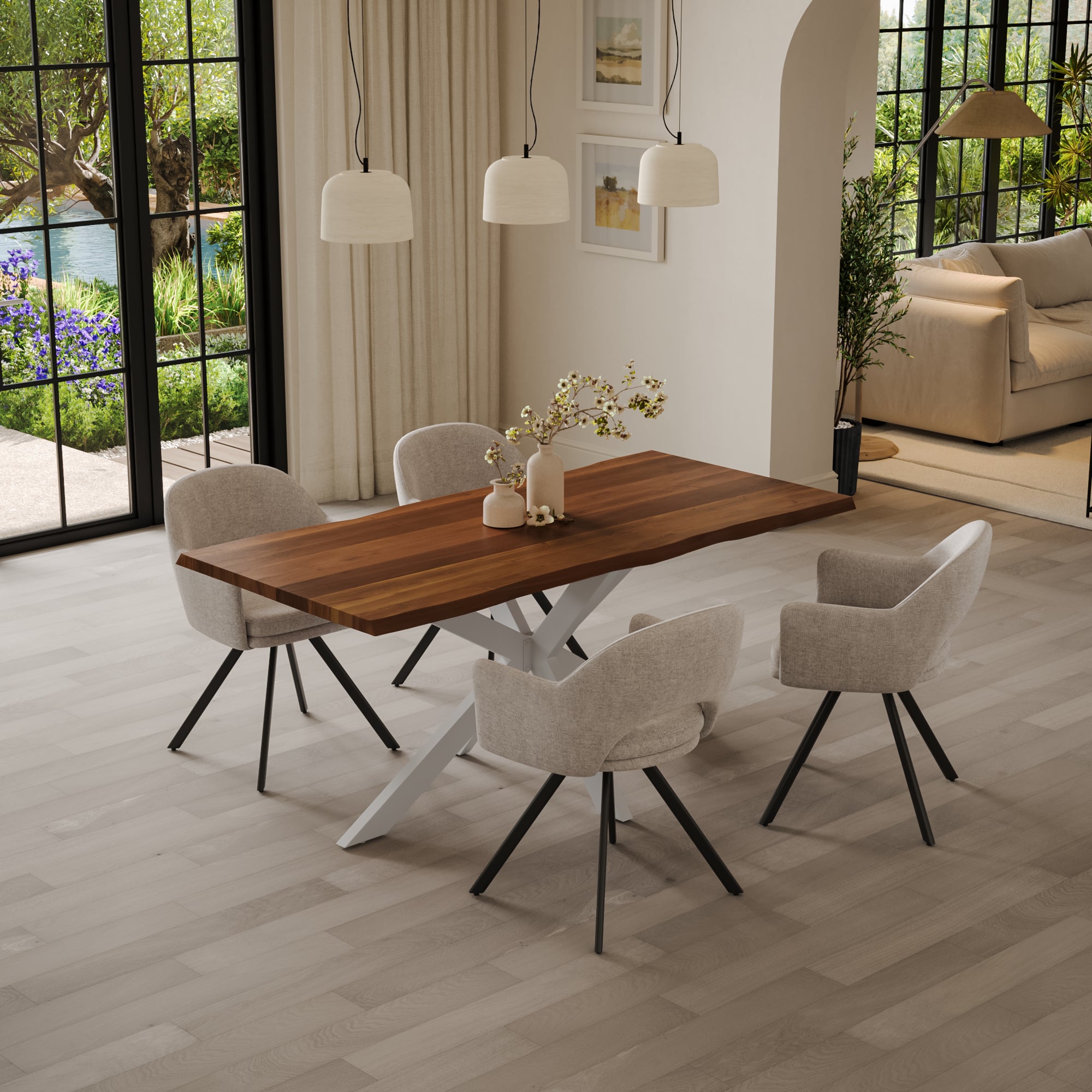 | #Farbe_nussbaumfarben | #Größe_140(220)x90 | #Gestell_Spider-Gestell Weiß