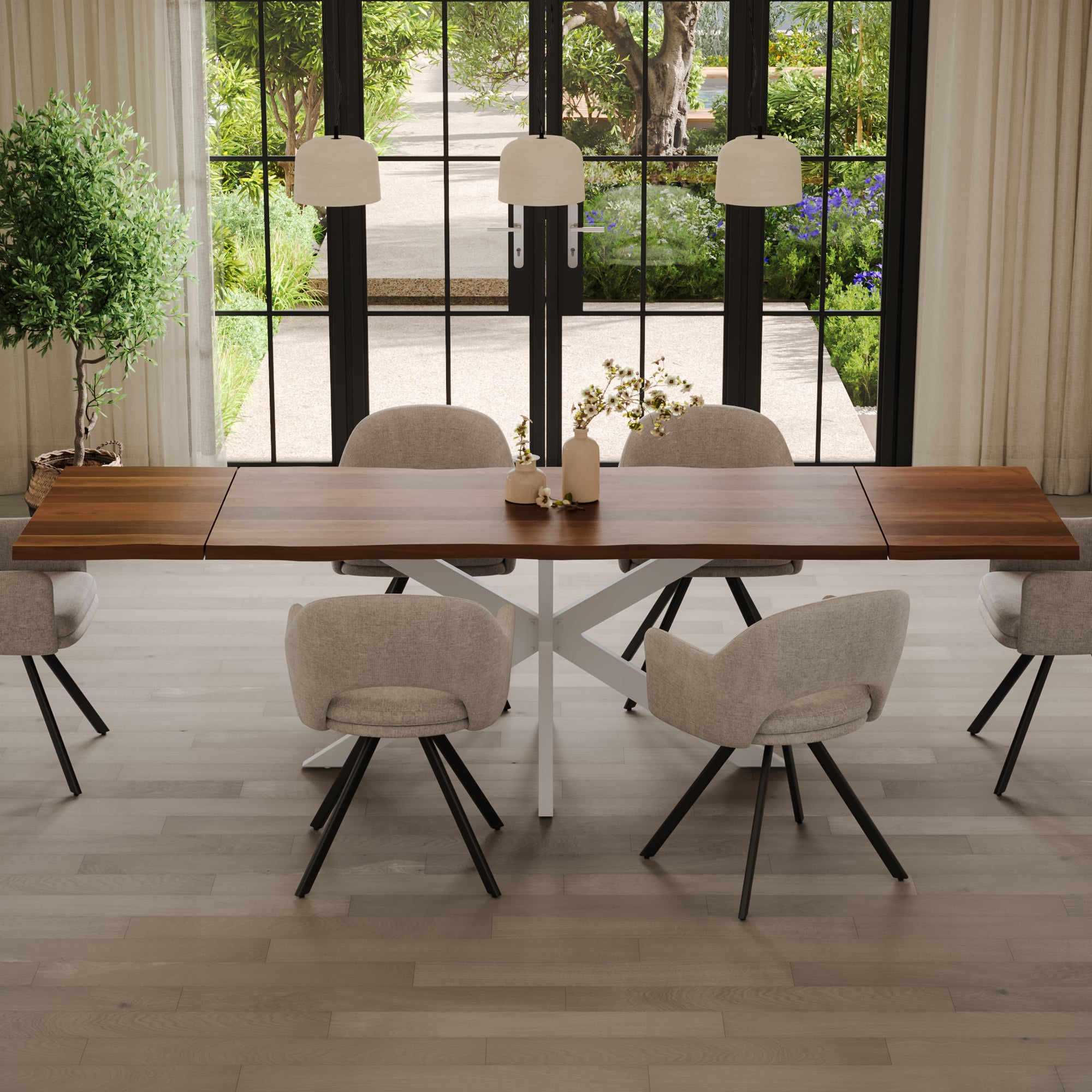 | #Farbe_nussbaumfarben | #Größe_140(220)x90 | #Gestell_Spider-Gestell Weiß