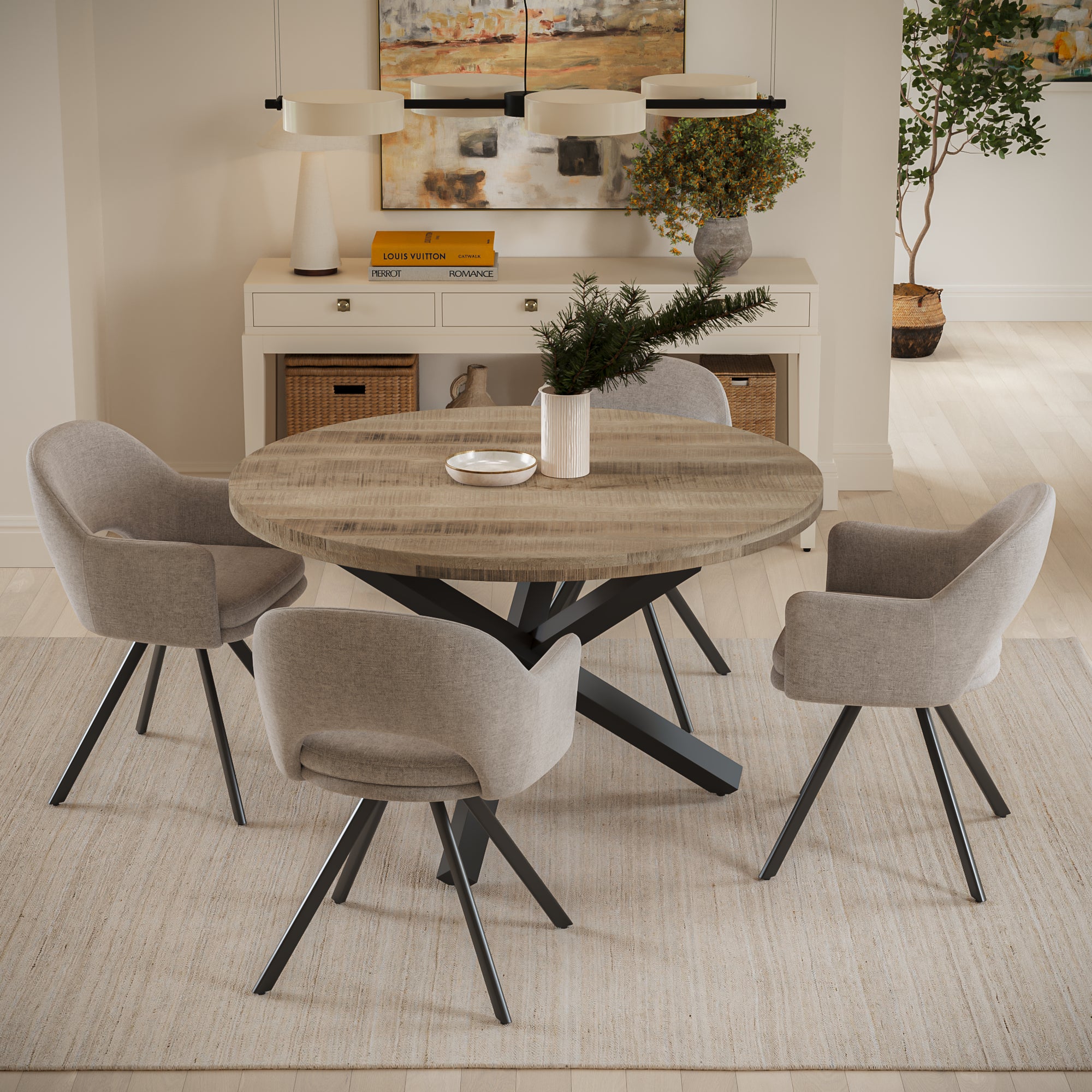 | #Farbe_Mango naturfarben | #Größe_140x140 | #Gestell_Stern-Gestell Schwarz