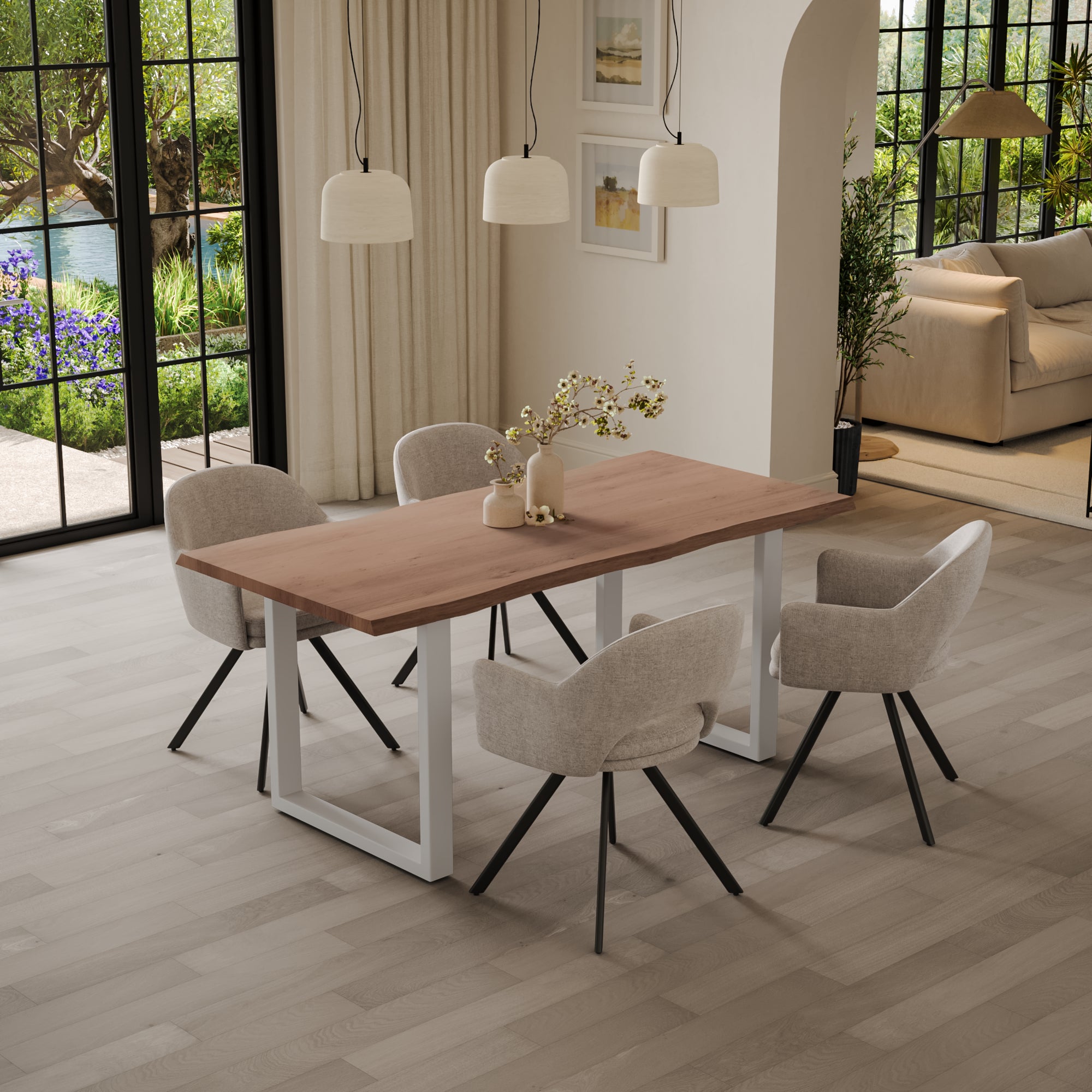 | #Farbe_stonefarben | #Größe_200(300)x100 | #Gestell_U-Gestell Weiß