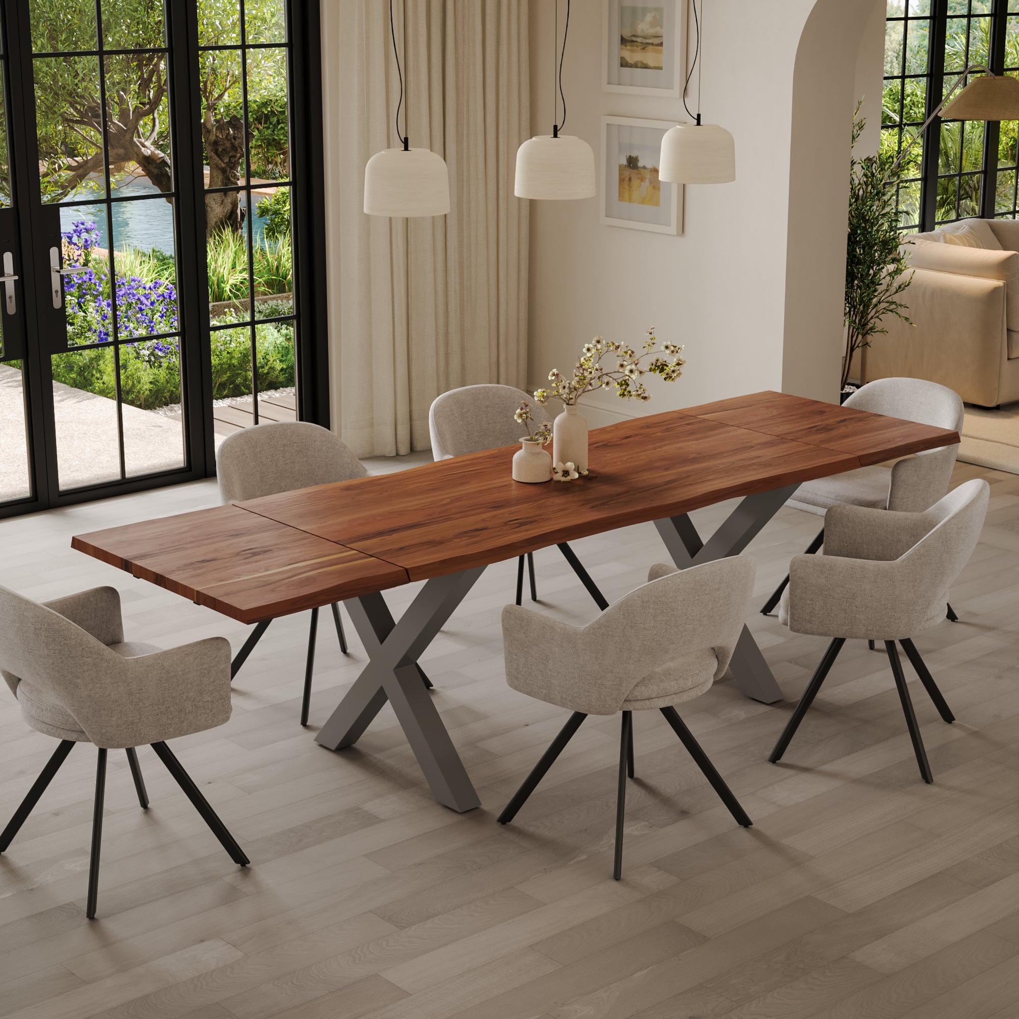 | #Farbe_nougatfarben | #Größe_120 (200) cm | #Gestell_X-Gestell Silber