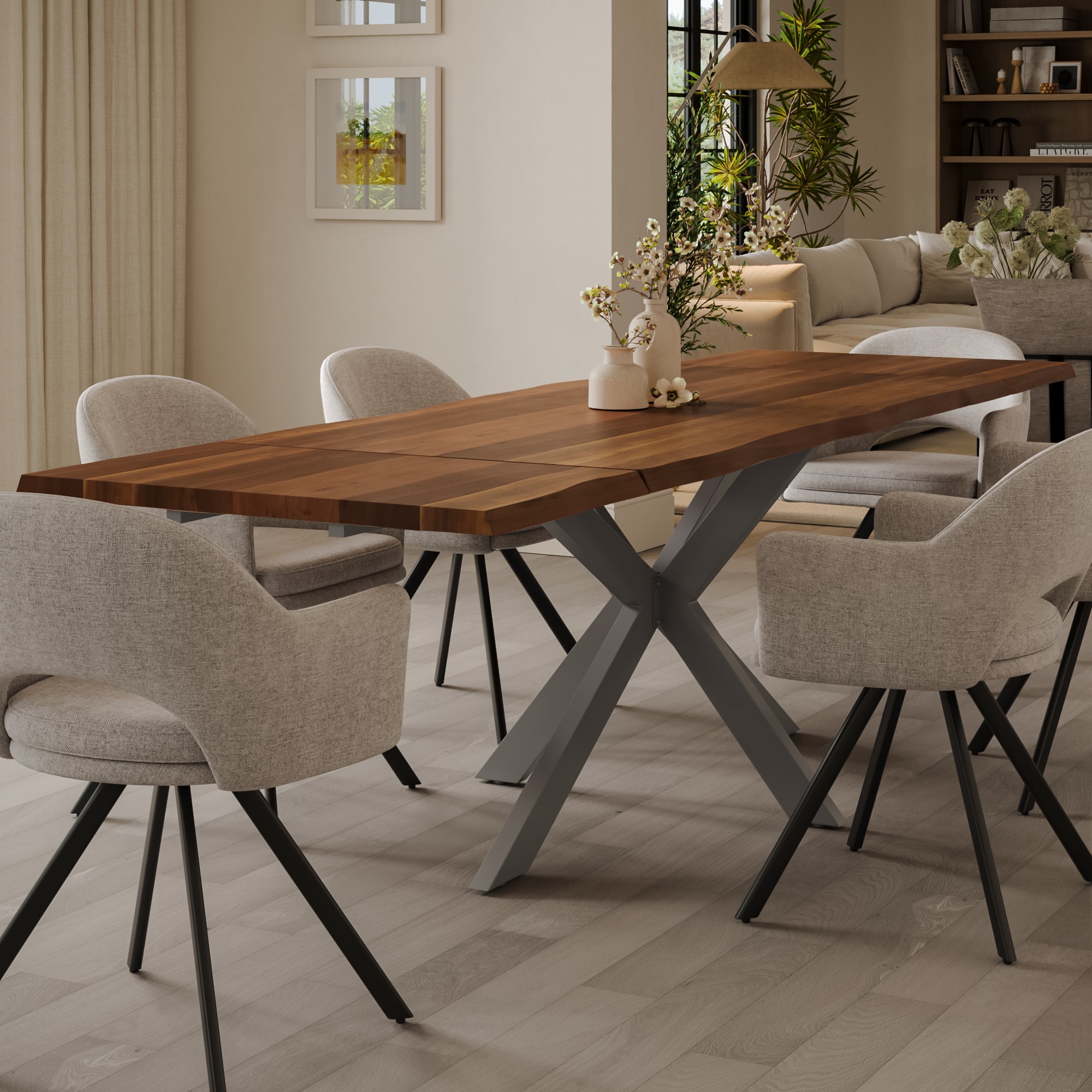 | #Farbe_nussbaumfarben | #Größe_140(220)x90 | #Gestell_Spider-Gestell Silber