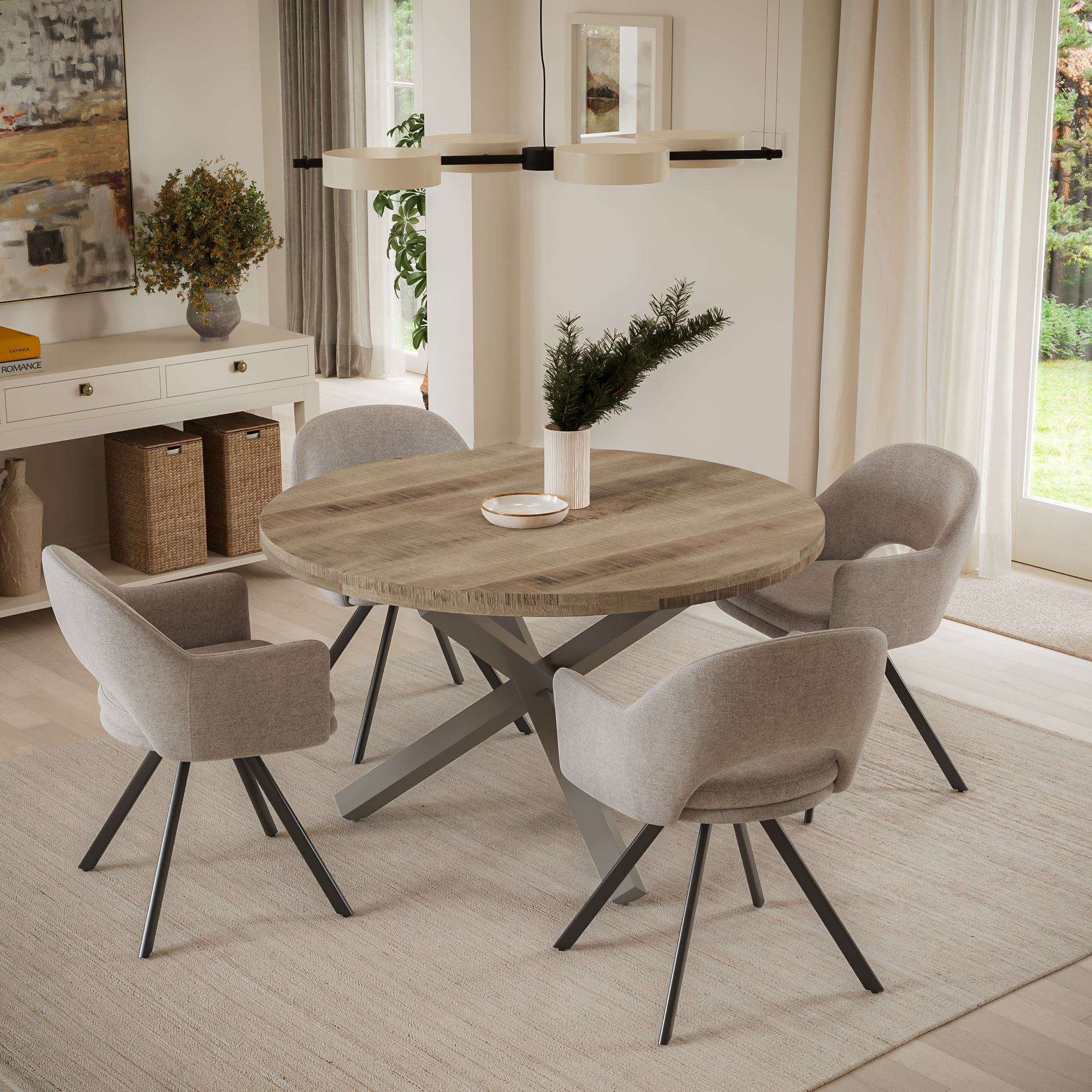 | #Farbe_Mango naturfarben | #Größe_120x120 | #Gestell_Stern-Gestell Silber