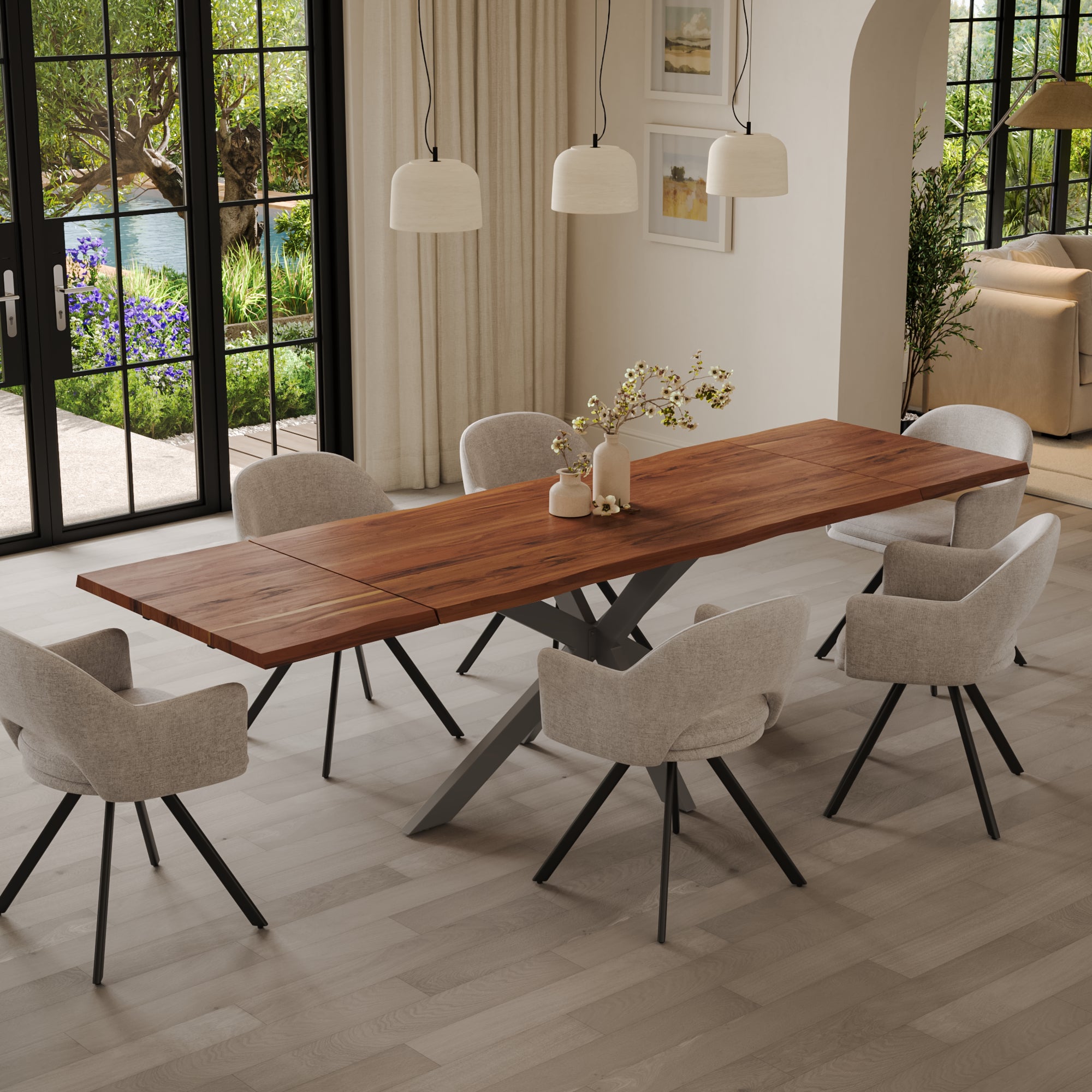 | #Farbe_nougatfarben | #Größe_200(300)x100 | #Gestell_Spider-Gestell Silber