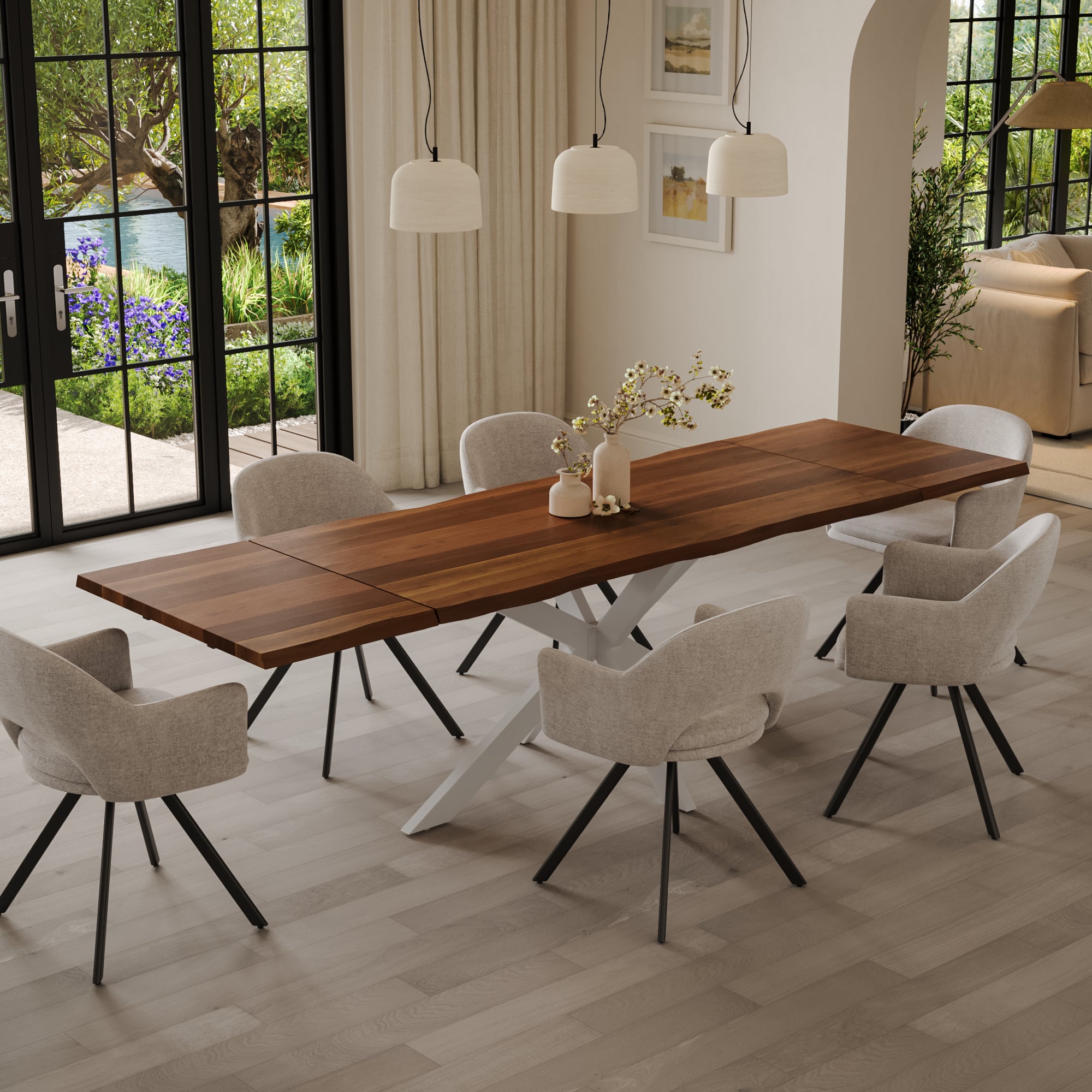 | #Farbe_nussbaumfarben | #Größe_140(220)x90 | #Gestell_Spider-Gestell Weiß