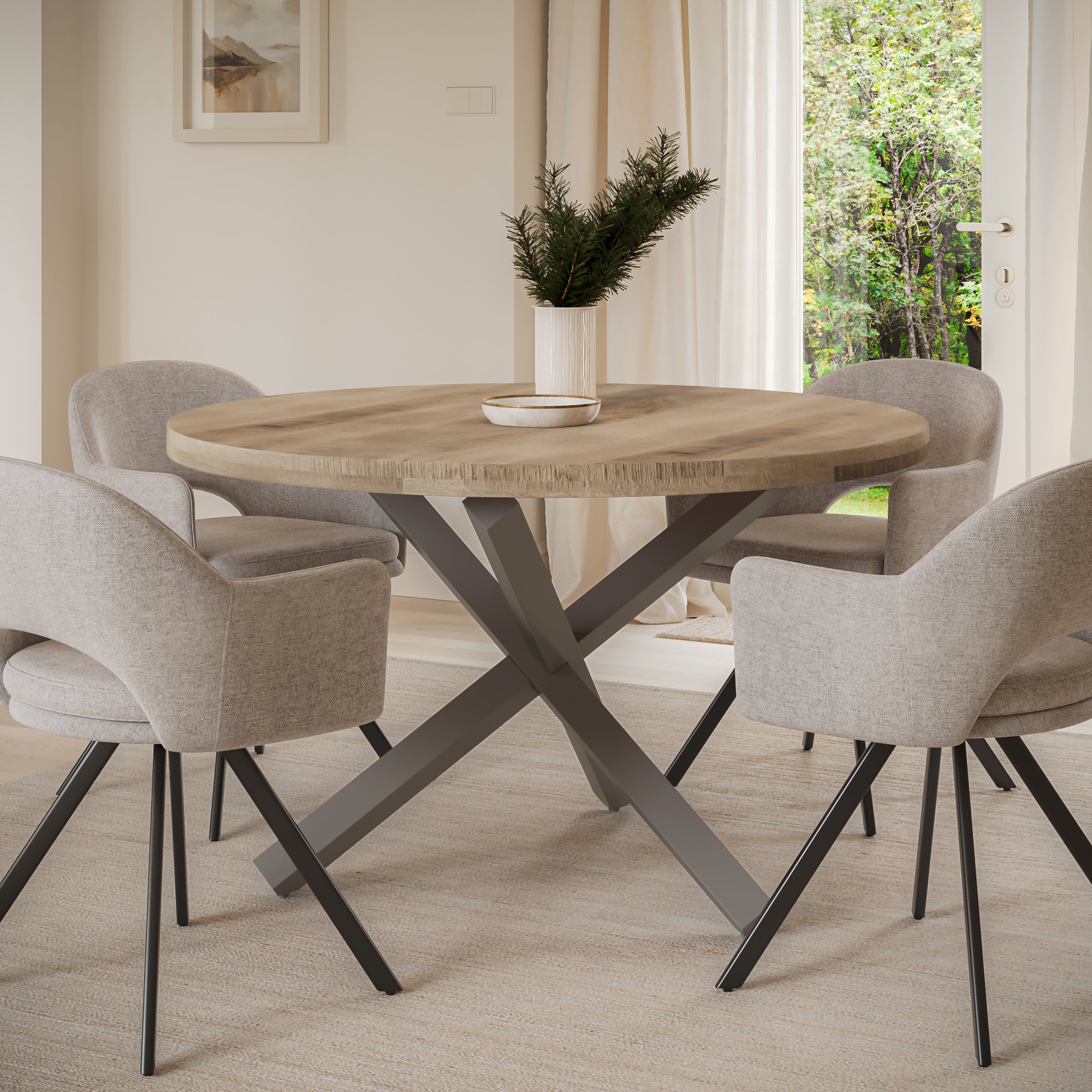 | #Farbe_Mango naturfarben | #Größe_140x140 | #Gestell_Stern-Gestell Silber