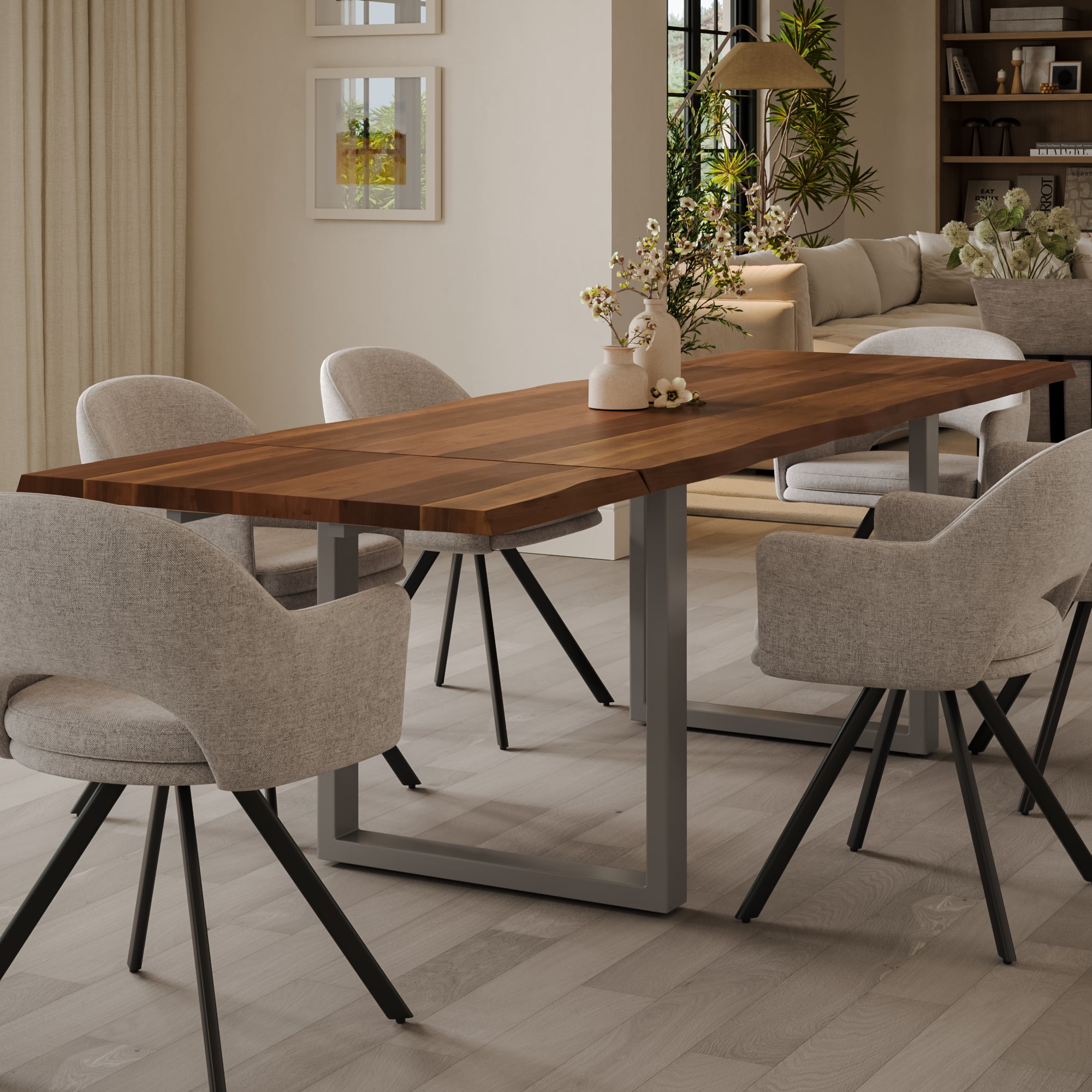 | #Farbe_nussbaumfarben | #Größe_220(320)x100 | #Gestell_U-Gestell Silber