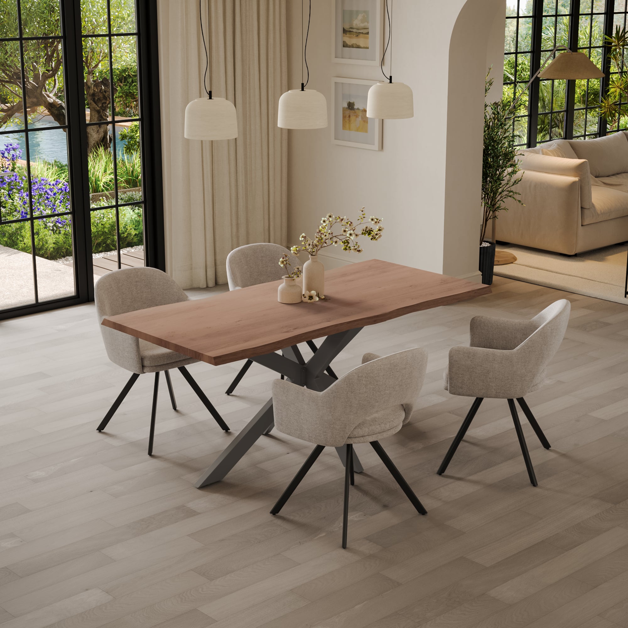 | #Farbe_stonefarben | #Größe_200(300)x100 | #Gestell_Spider-Gestell Silber