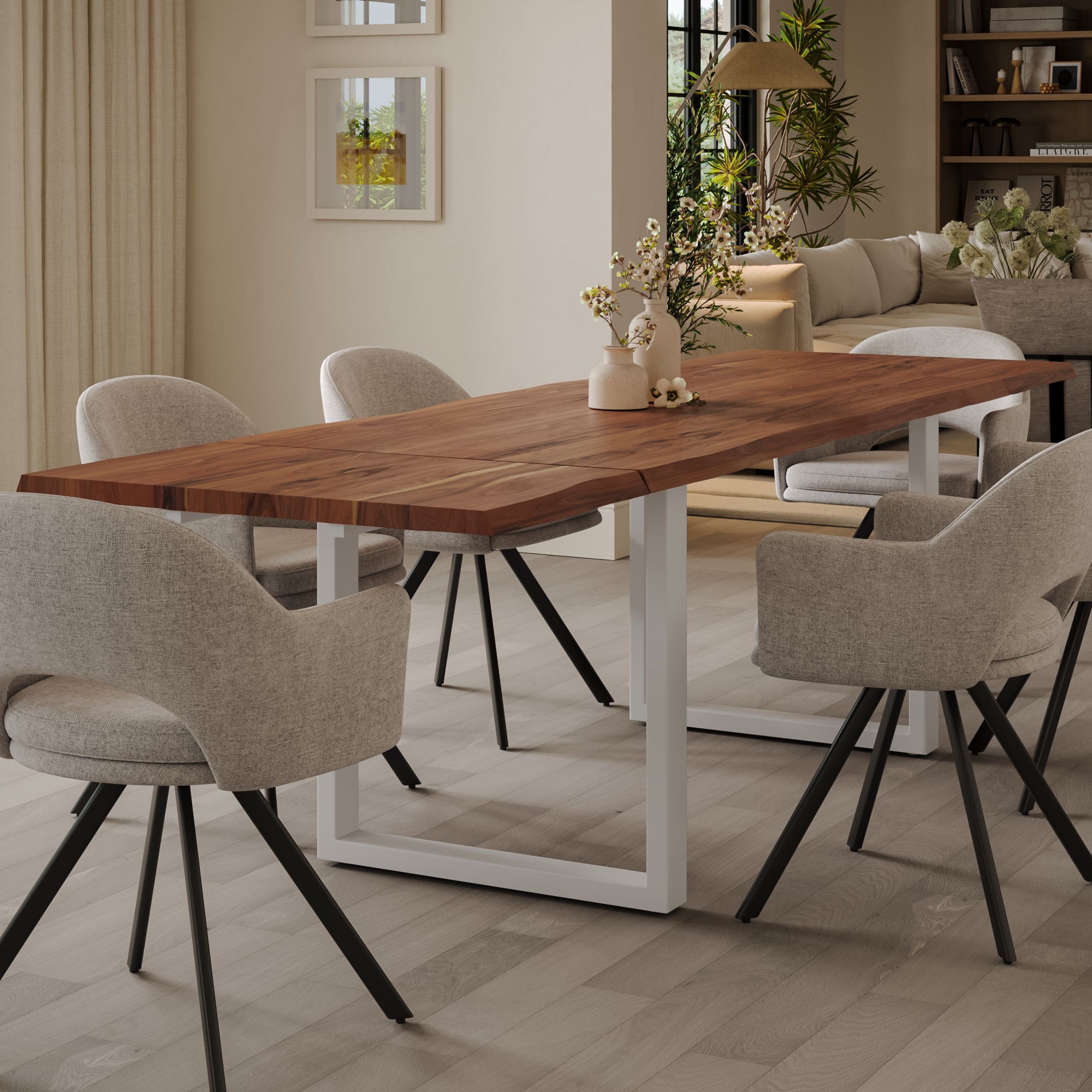 | #Farbe_nougatfarben | #Größe_200(300)x100 | #Gestell_U-Gestell Weiß